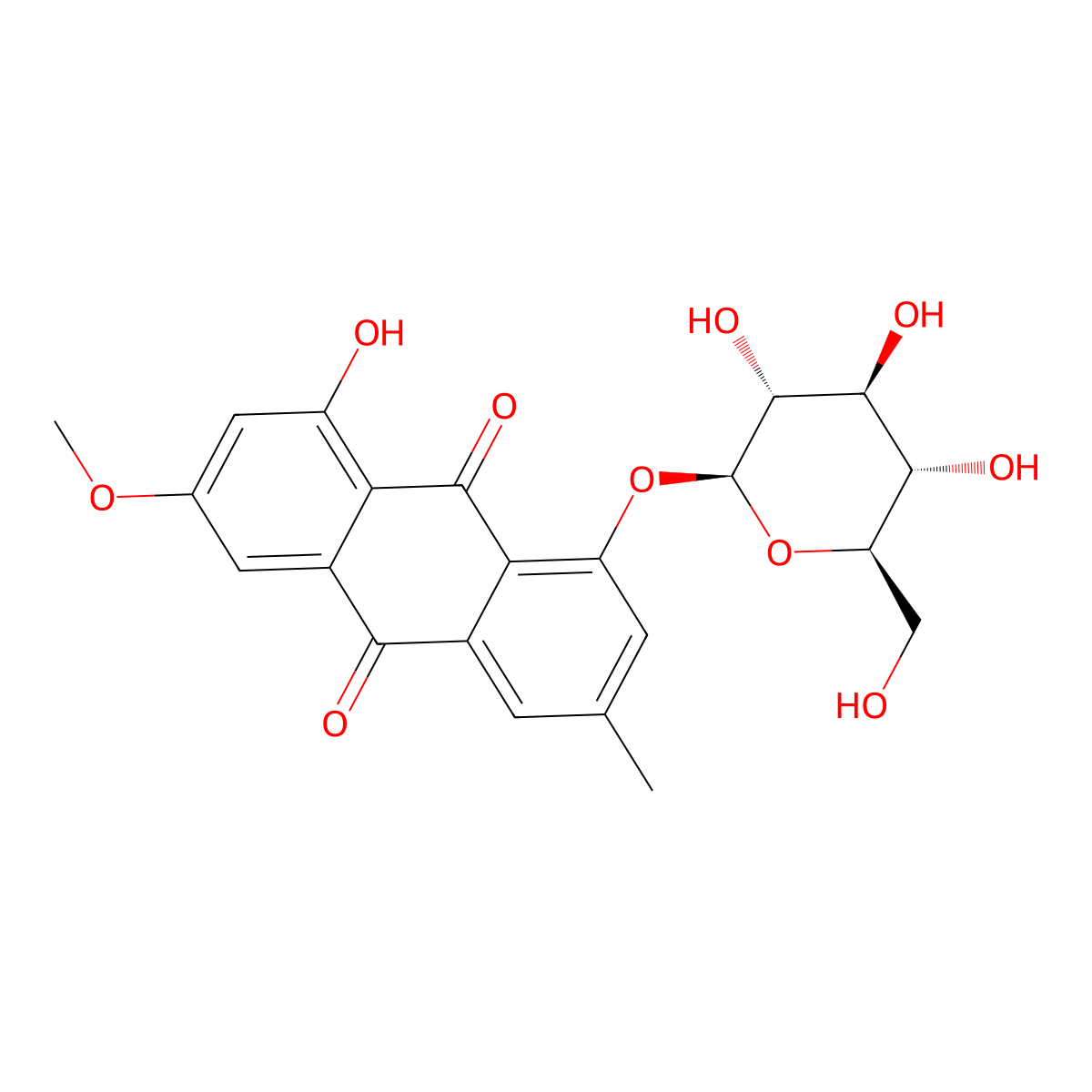 Physcion 1-O-beta-D-glucoside molecular structure, CAS 26296-54-8