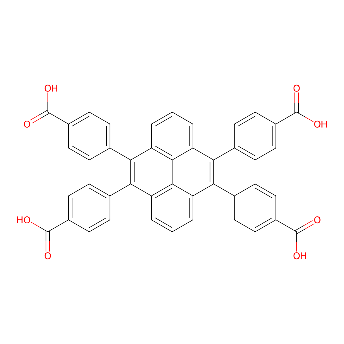 4,4',4'',4'''-(Pyrene-4,5,9,10-tetrayl)tetrabenzoic acid molecular structure, CAS 2629901-73-9