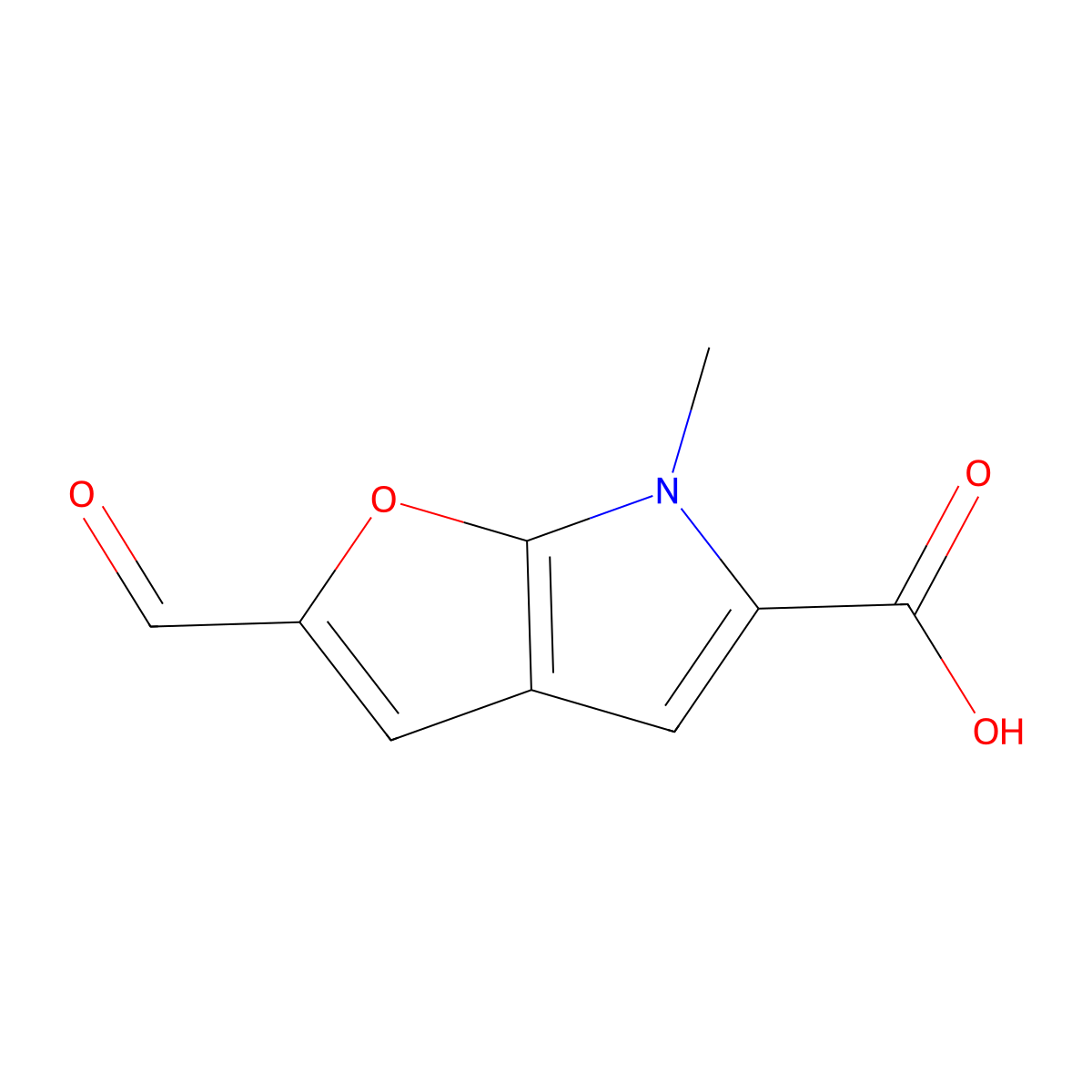 2-Formyl-6-methyl-6H-furo[2,3-b]pyrrole-5-carboxylic acid molecular structure, CAS 263010-24-8
