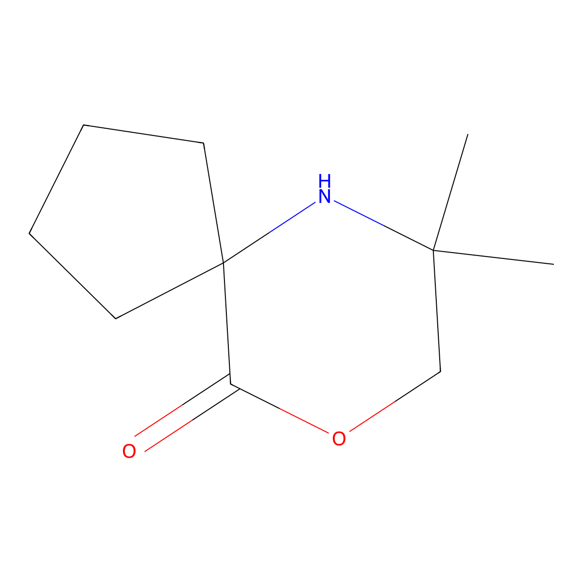 7,7-Dimethyl-9-oxa-6-azaspiro[4.5]decan-10-one molecular structure, CAS 263010-51-1