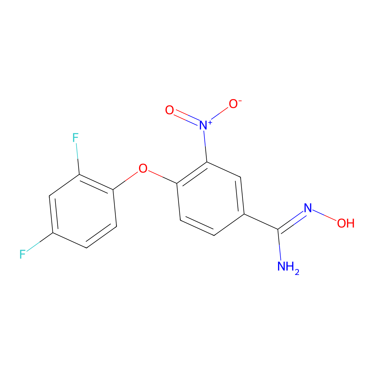 4-(2,4-difluorophenoxy)-N'-hydroxy-3-nitrobenzenecarboximidamide molecular structure, CAS 263015-56-1