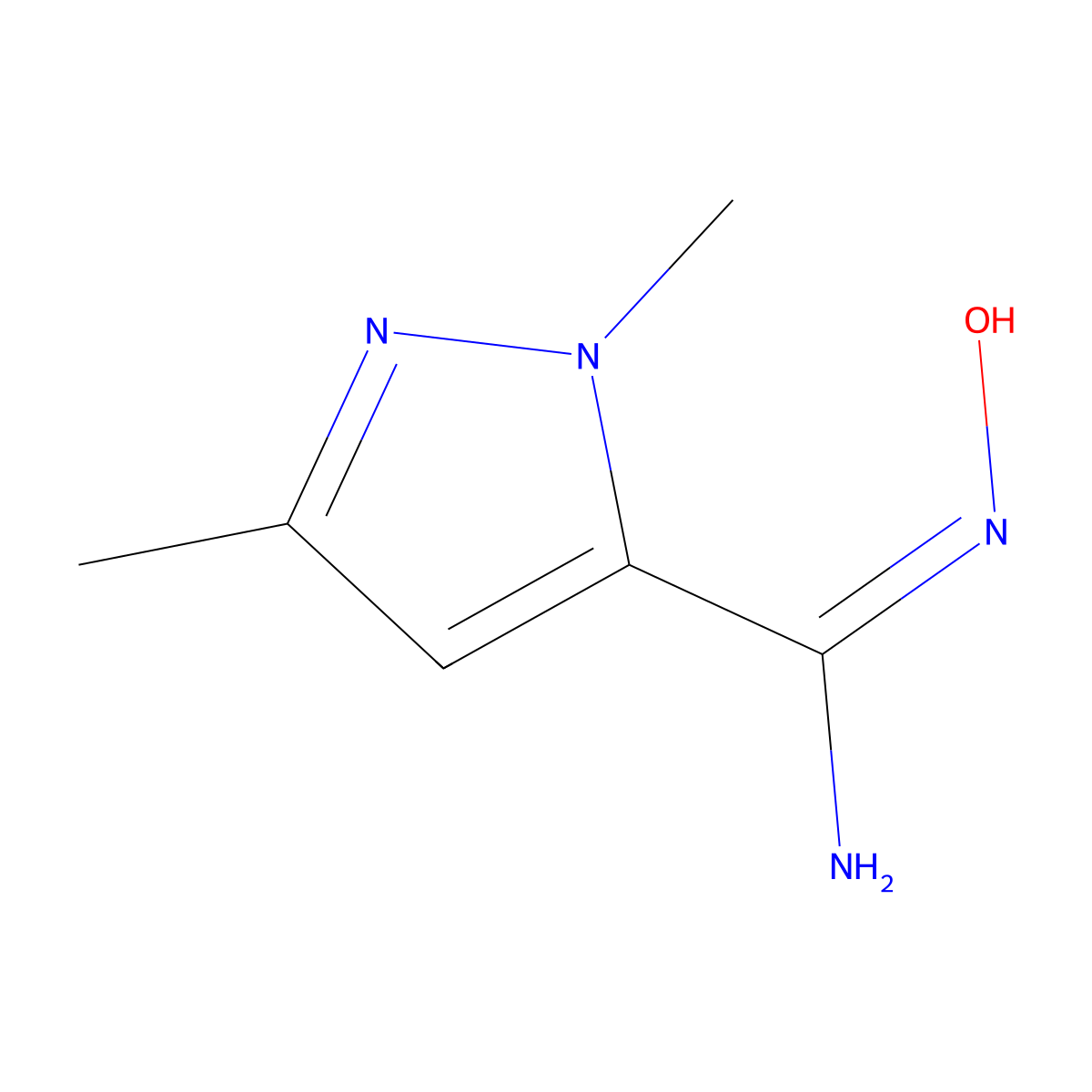 N-Hydroxy-1,3-dimethyl-1H-pyrazole-5-carboximidamide molecular structure, CAS 263015-64-1