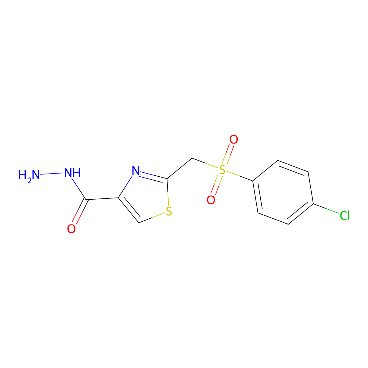 2-{[(4-Chlorophenyl)sulfonyl]methyl}-1,3-thiazole-4-carbohydrazide molecular structure, CAS 263015-77-6
