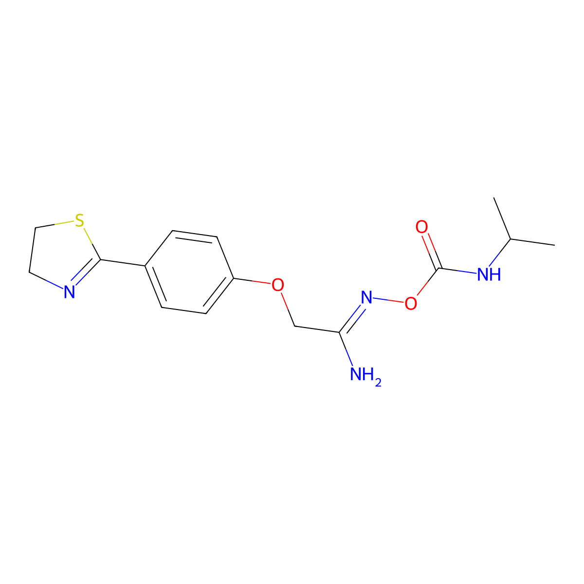 Ethanimidamide, 2-[4-(4,5-dihydro-2-thiazolyl)phenoxy]-N-[[[(1-methylethyl)amino]carbonyl]oxy]- molecular structure, CAS 263015-86-7