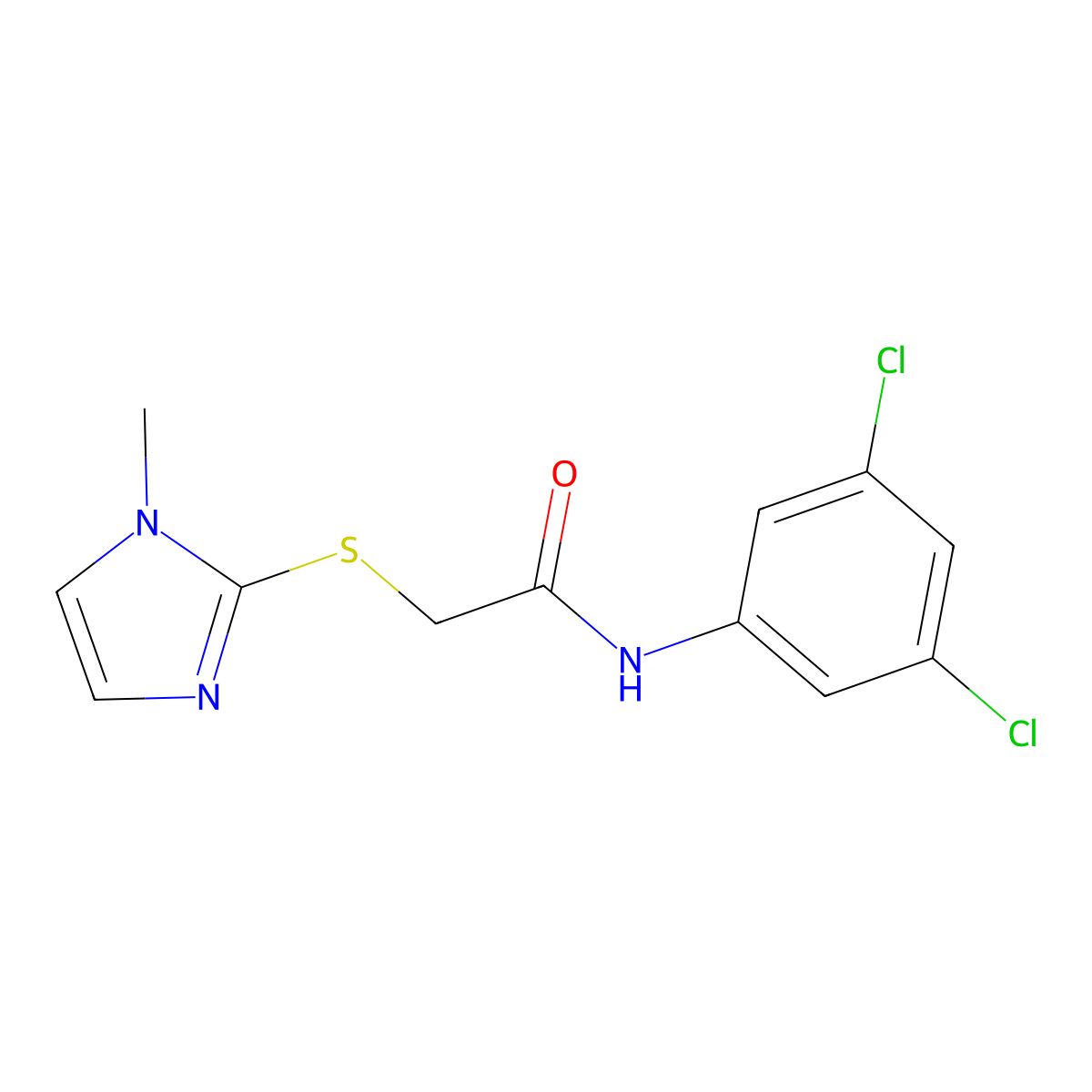 N-(3,5-dichlorophenyl)-2-(1-methylimidazol-2-ylthio)acetamide molecular structure, CAS 263016-04-2