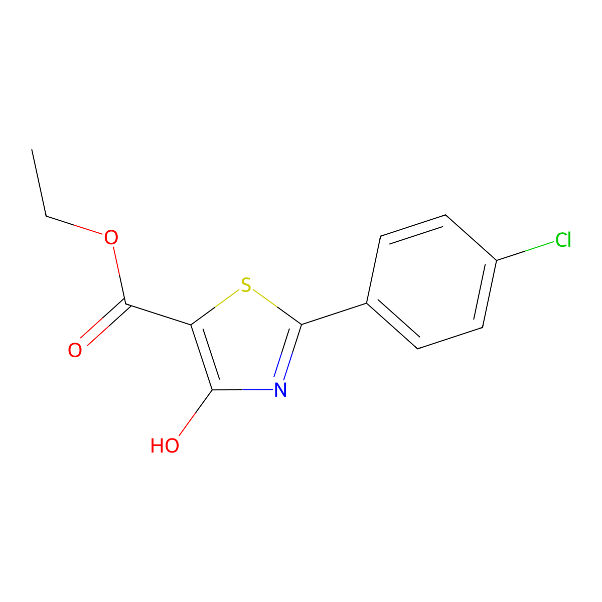 Ethyl 2-(4-chlorophenyl)-4-hydroxy-1,3-thiazole-5-carboxylate molecular structure, CAS 263016-08-6