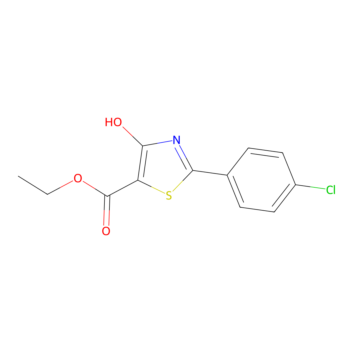 Ethyl 2-(4-chlorophenyl)-4-hydroxy-1,3-thiazole-5-carboxylate molecular structure, CAS 263016-08-6