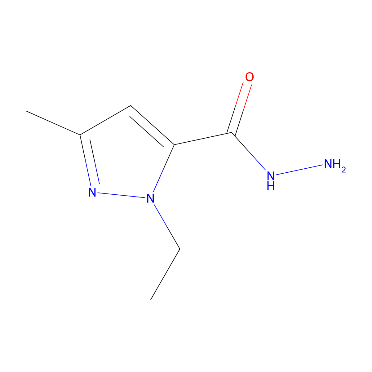 1-Ethyl-3-methyl-1h-pyrazole-5-carbohydrazide molecular structure, CAS 263016-17-7