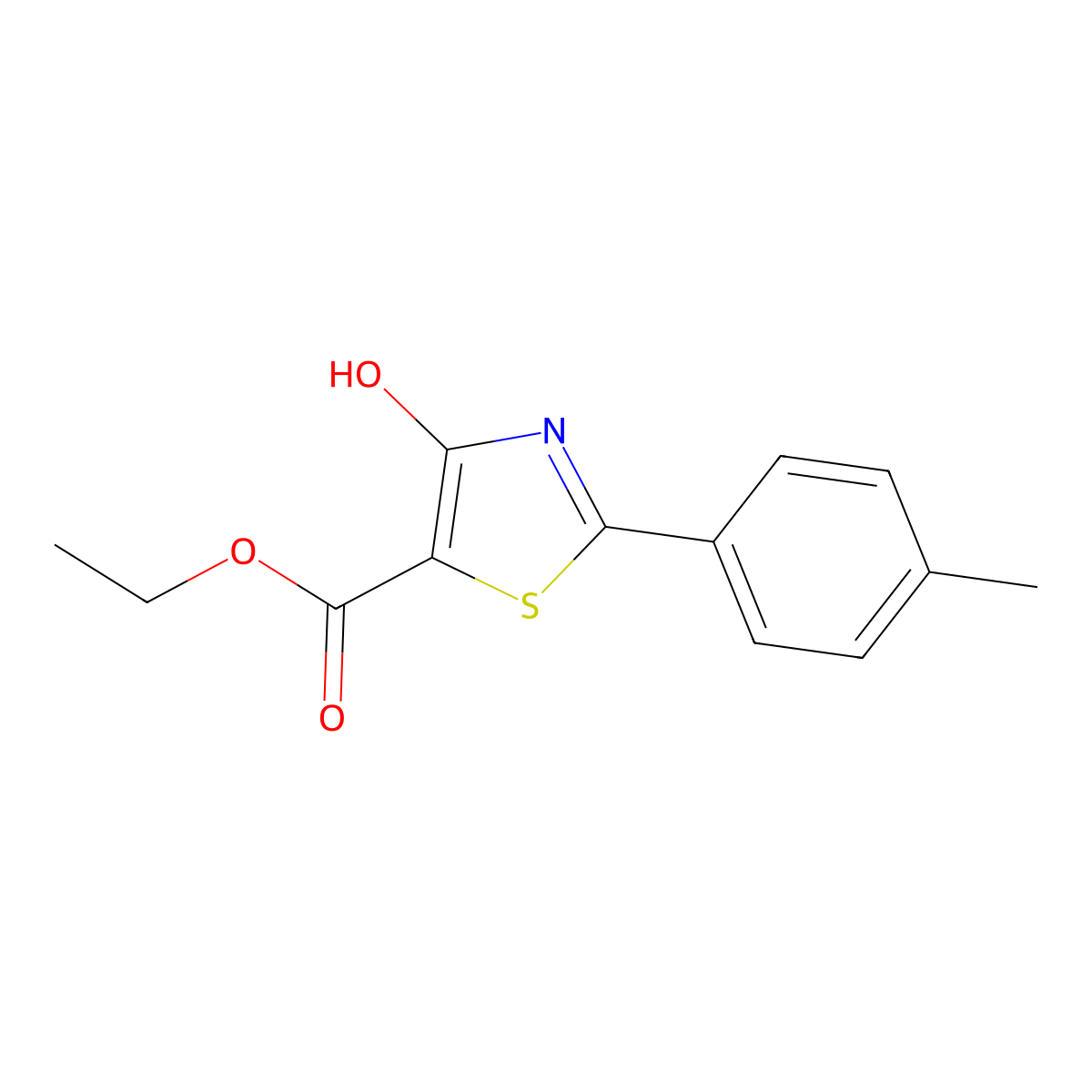 Ethyl 4-hydroxy-2-(4-methylphenyl)-1,3-thiazole-5-carboxylate molecular structure, CAS 263016-18-8