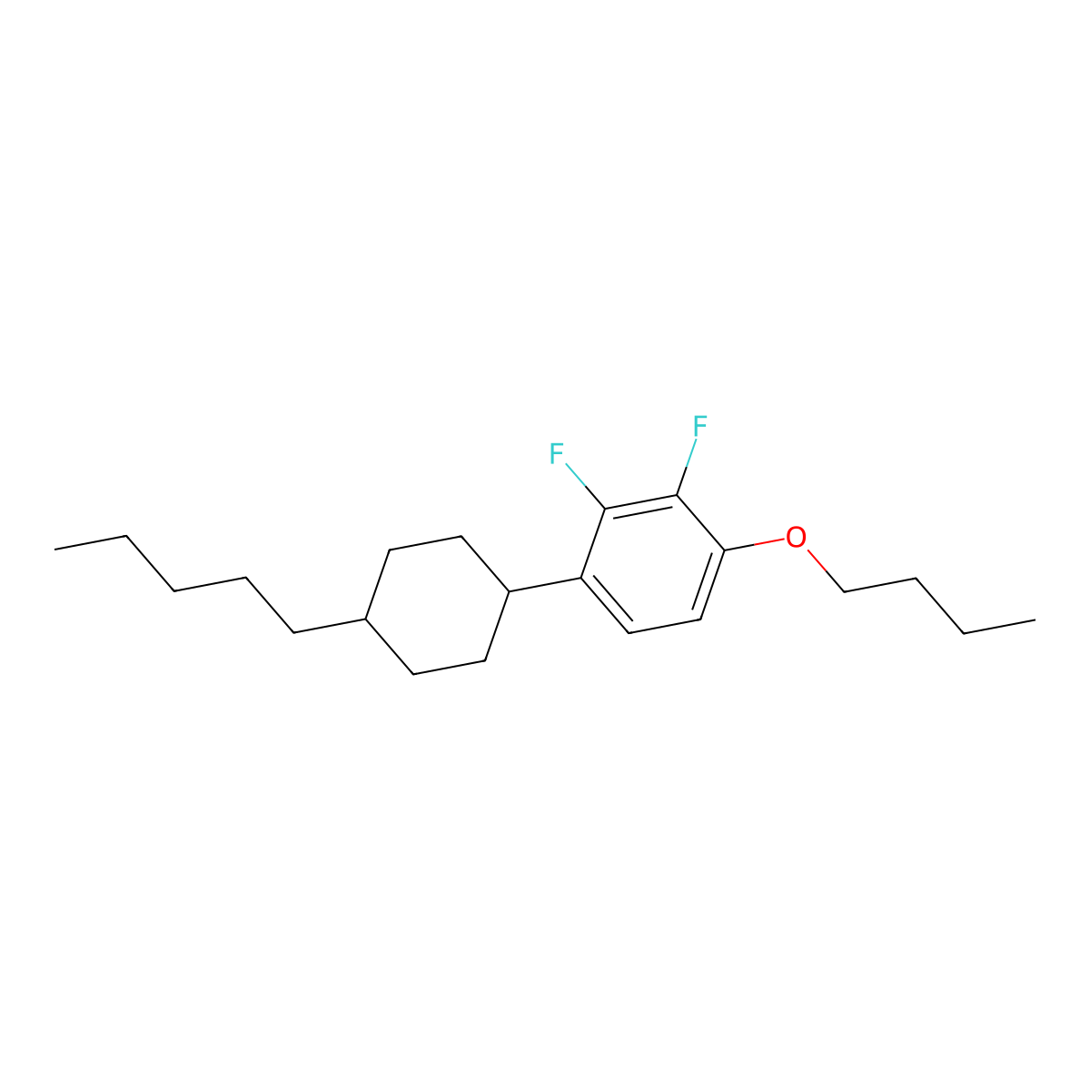 1-Butoxy-2,3-difluoro-4-(4-pentylcyclohexyl)benzene molecular structure, CAS 263017-37-4