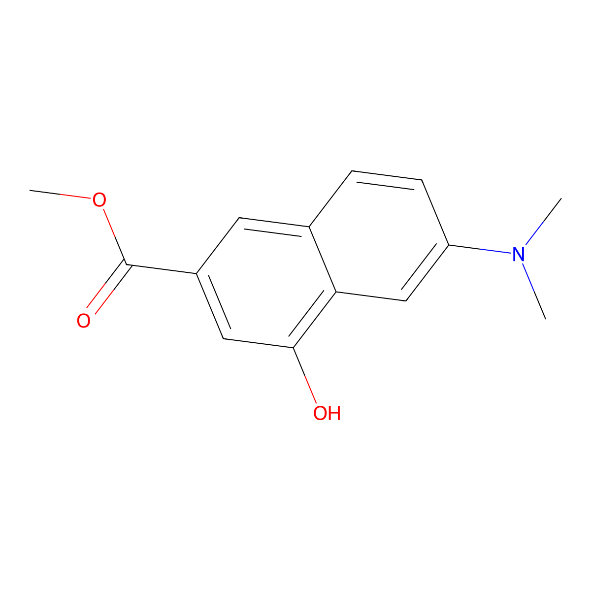 Methyl 6-(dimethylamino)-4-hydroxy-2-naphthoate molecular structure, CAS 263026-75-1