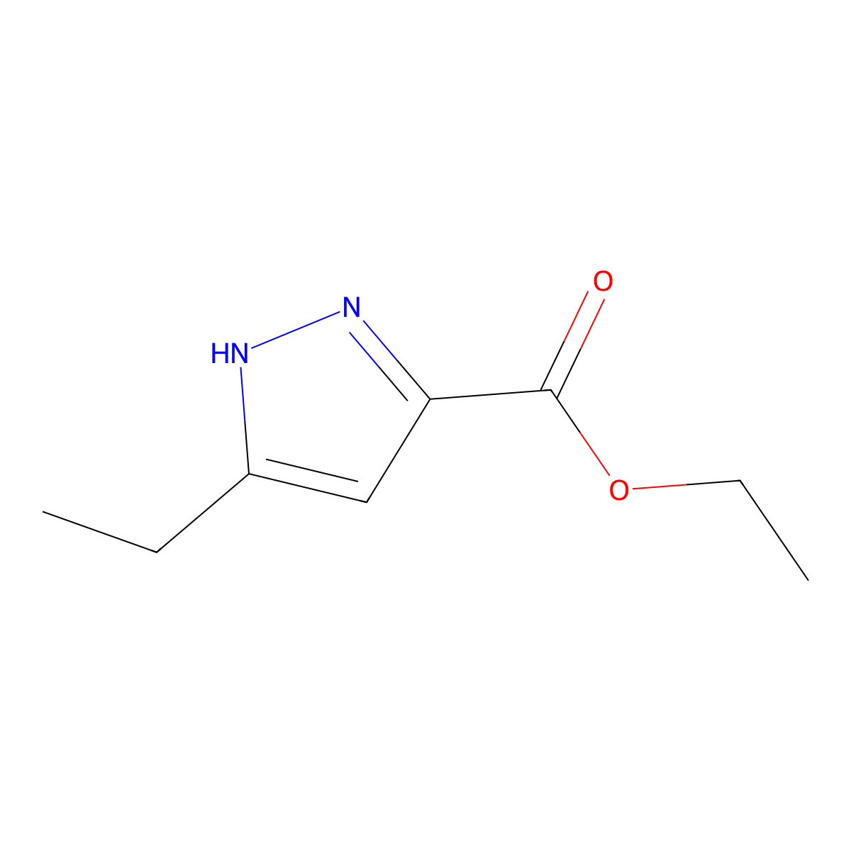 1H-Pyrazole-3-carboxylic acid, 5-ethyl-, ethyl ester molecular structure, CAS 26308-40-7