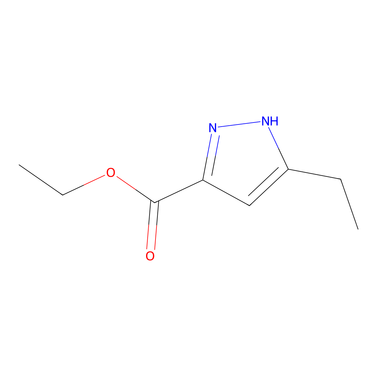 1H-Pyrazole-3-carboxylic acid, 5-ethyl-, ethyl ester molecular structure, CAS 26308-40-7
