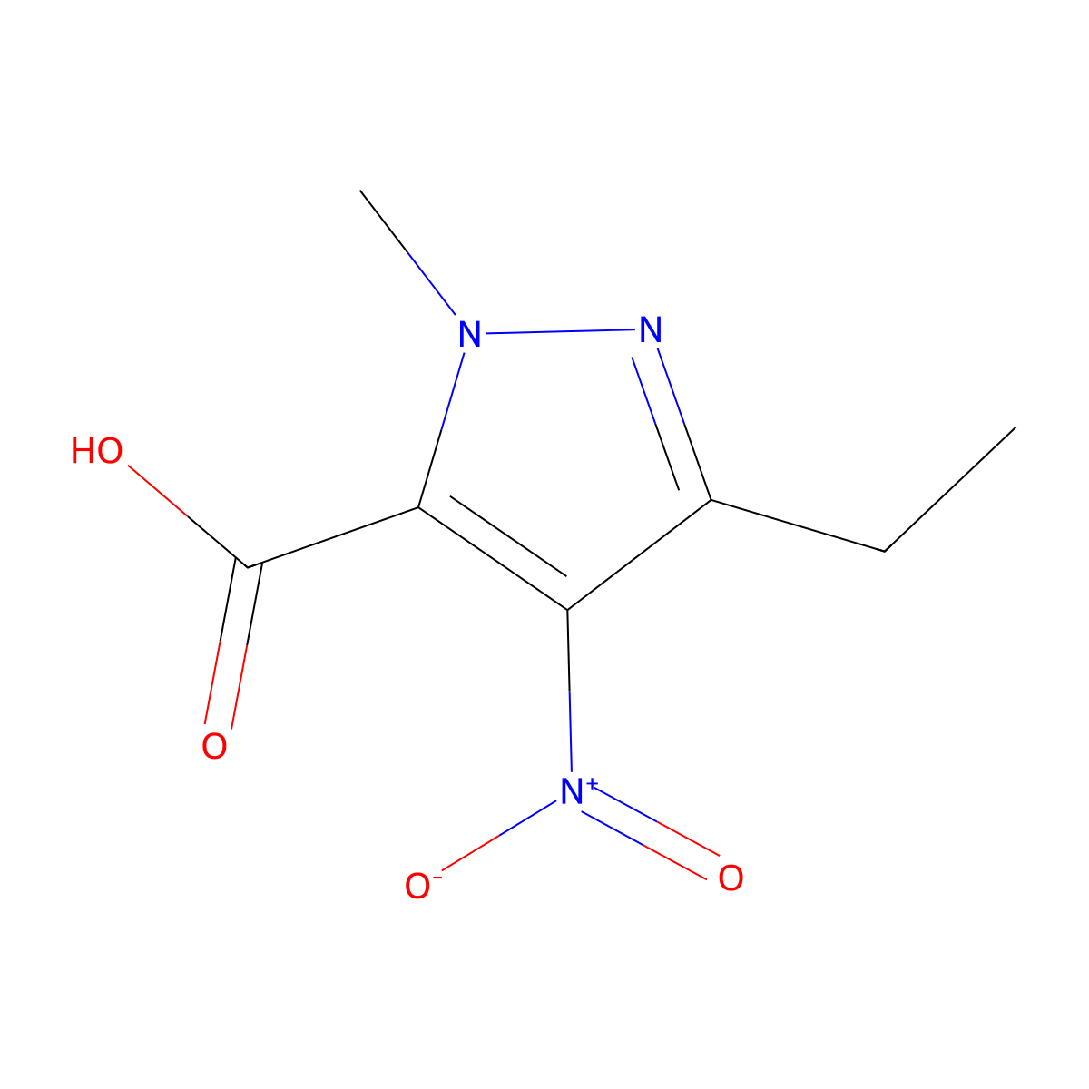 3-Ethyl-1-methyl-4-nitro-1h-pyrazole-5-carboxylic acid molecular structure, CAS 26308-41-8