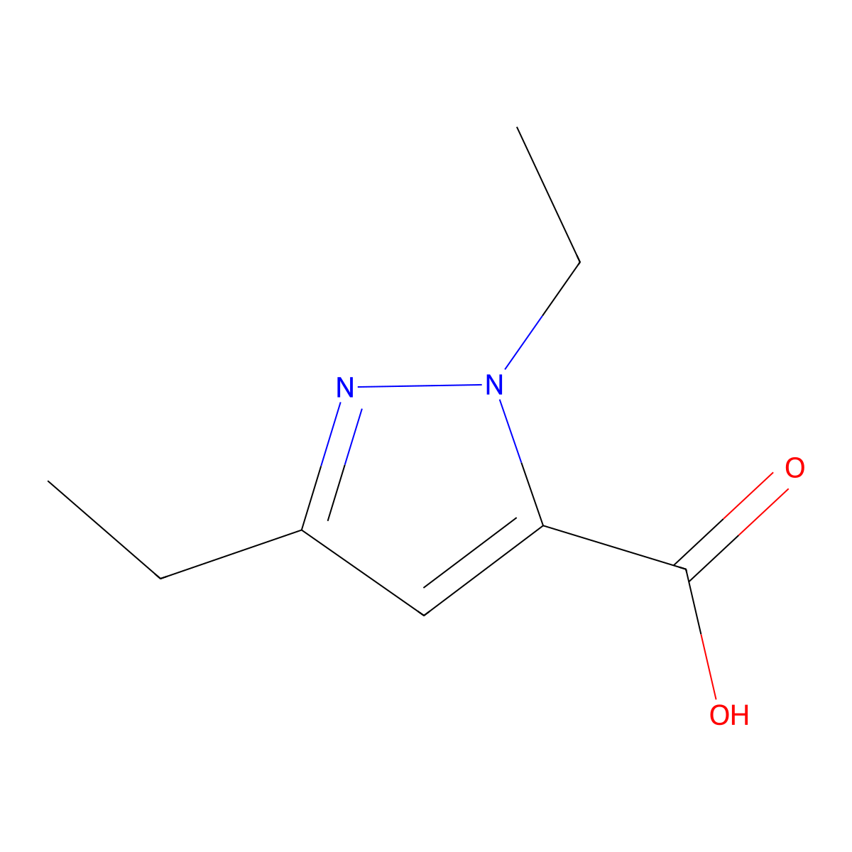 1,3-Diethyl-1H-pyrazole-5-carboxylic acid molecular structure, CAS 26308-43-0
