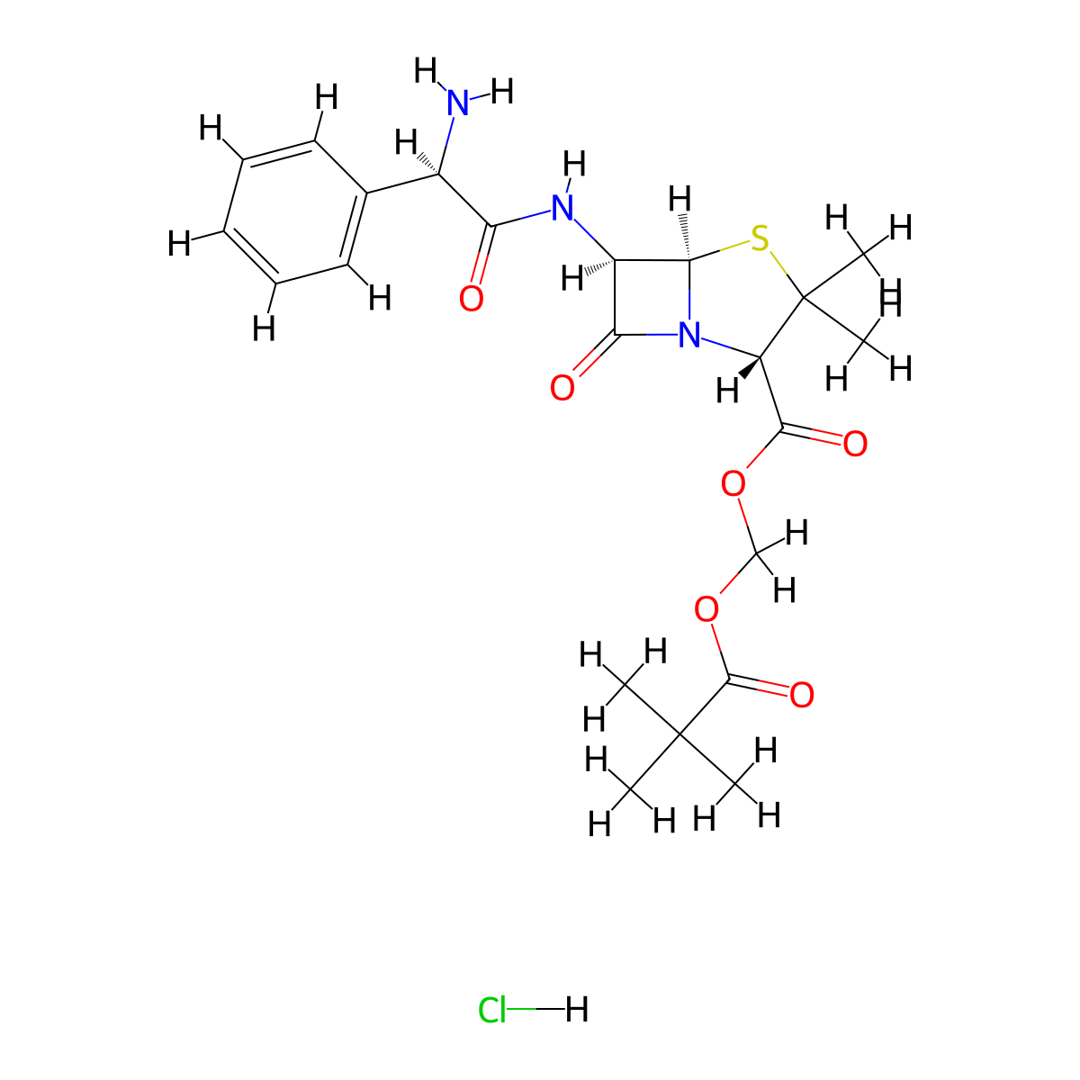 Pivampicillin Hydrochloride molecular structure, CAS 26309-95-5