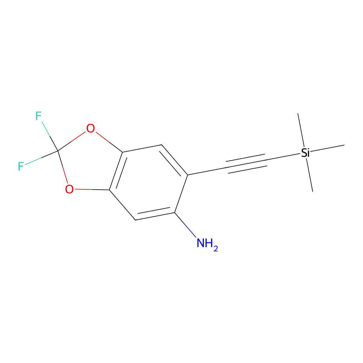 2,2-Difluoro-6-((trimethylsilyl)ethynyl)benzo[d][1,3]dioxol-5-amine molecular structure, CAS 2630901-99-2