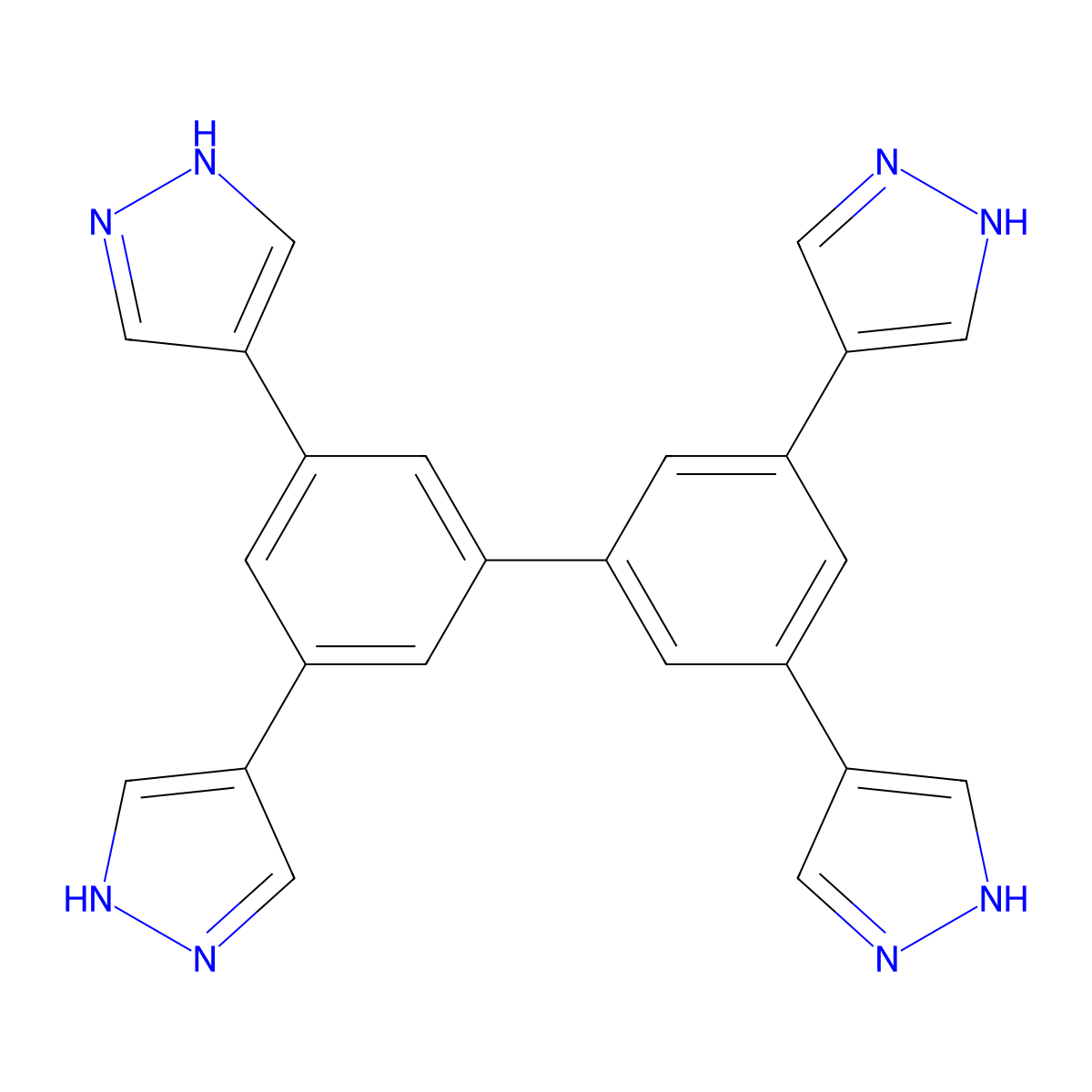3,3',5,5'-Tetra(1H-pyrazol-4-yl)-1,1'-biphenyl molecular structure, CAS 2630939-88-5