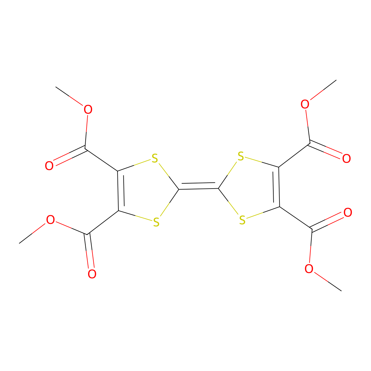 4,5-dimethyl 2-[bis(methoxycarbonyl)-2H-1,3-dithiol-2-ylidene]-2H-1,3-dithiole-4,5-dicarboxylate molecular structure, CAS 26314-39-6