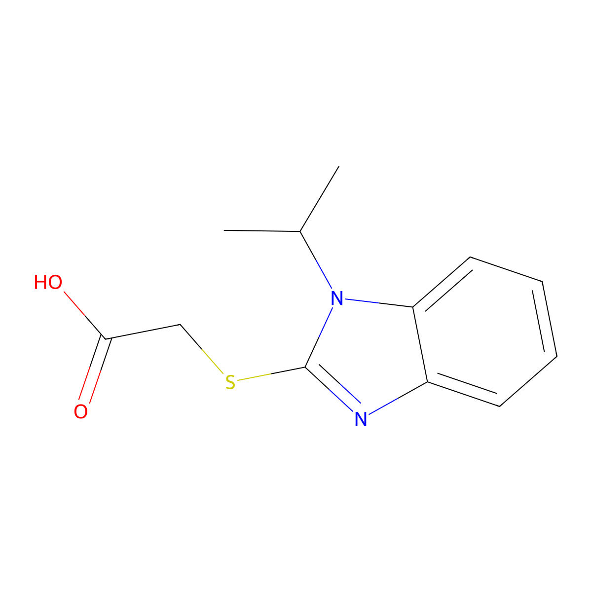 [(1-Isopropyl-1H-benzimidazol-2-yl)thio]-acetic acid molecular structure, CAS 263147-78-0