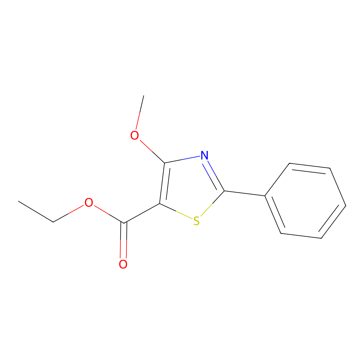 Ethyl 4-methoxy-2-phenyl-1,3-thiazole-5-carboxylate molecular structure, CAS 263147-95-1