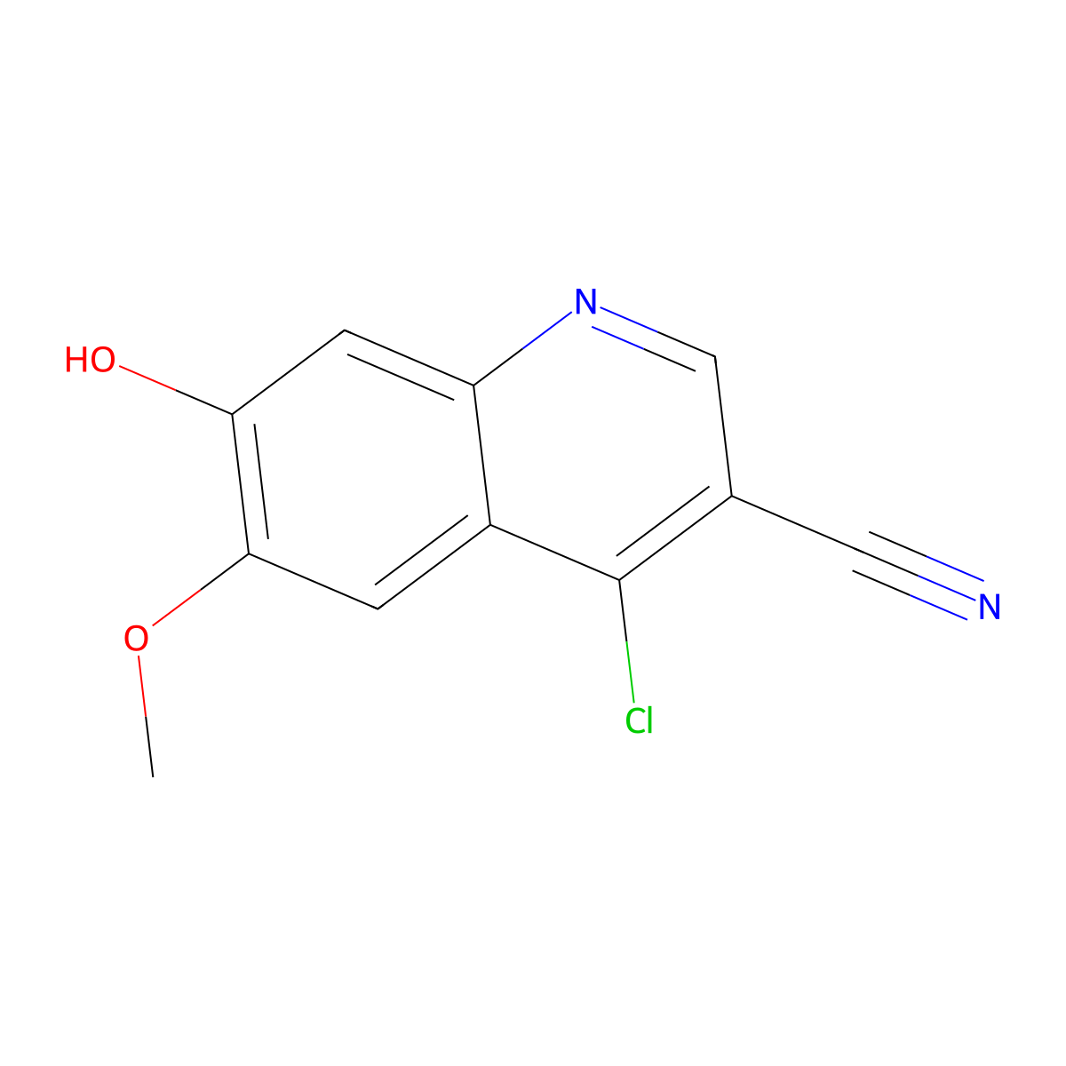 4-Chloro-7-hydroxy-6-methoxyquinoline-3-carbonitrile molecular structure, CAS 263149-10-6