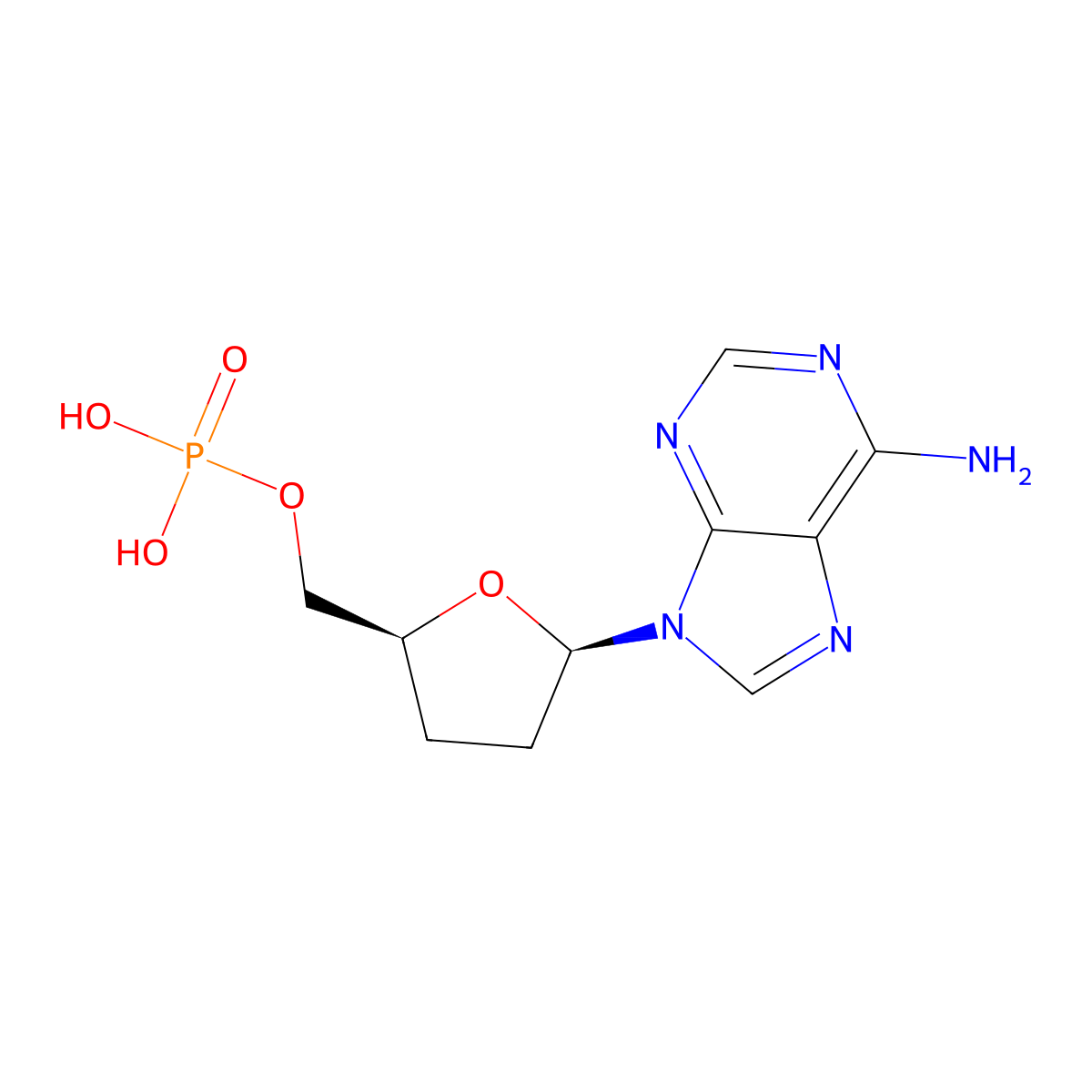 2',3'-Dideoxyadenosine 5'-phosphate molecular structure, CAS 26315-32-2