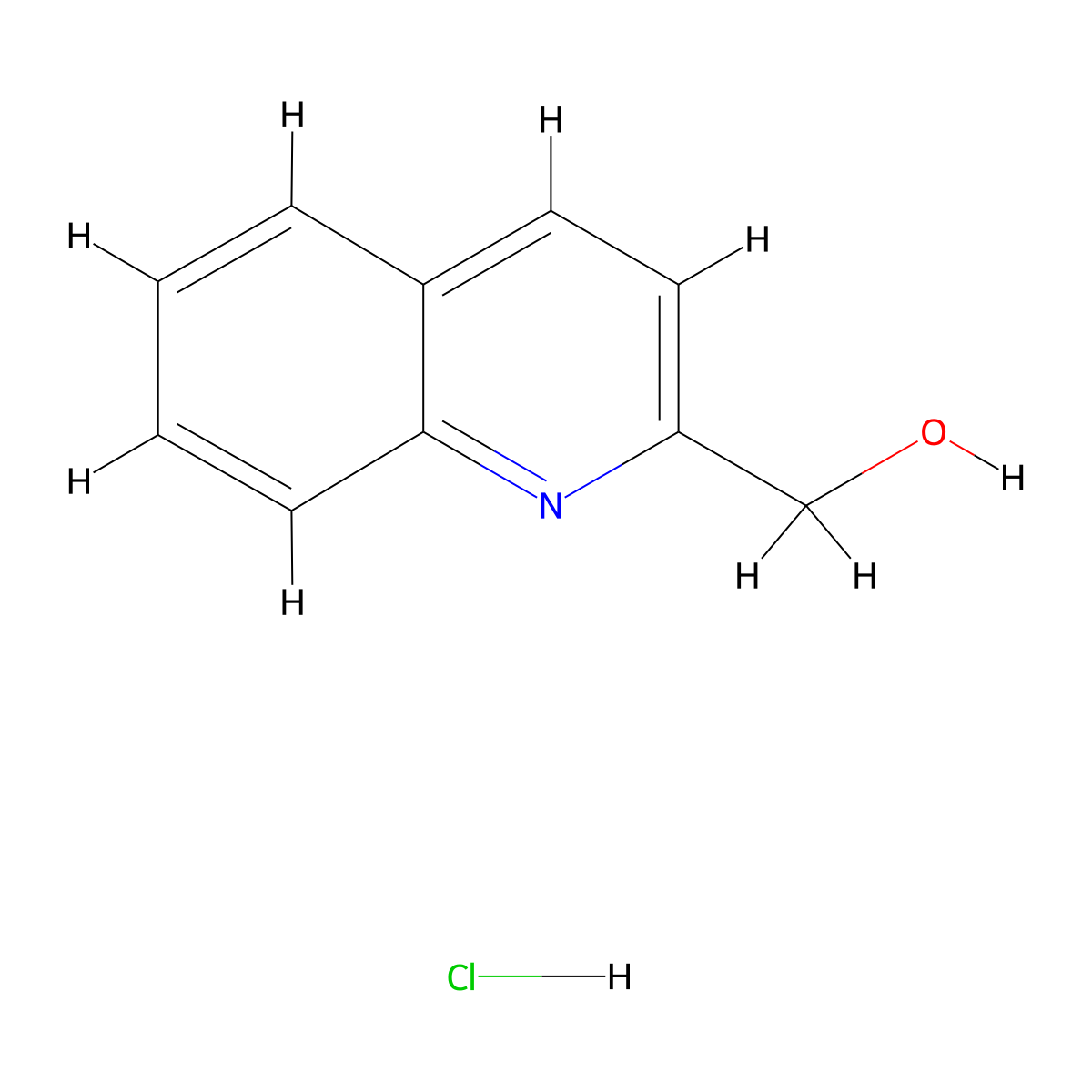 (Quinolin-2-yl)methanol--hydrogen chloride (1/1) molecular structure, CAS 26315-73-1