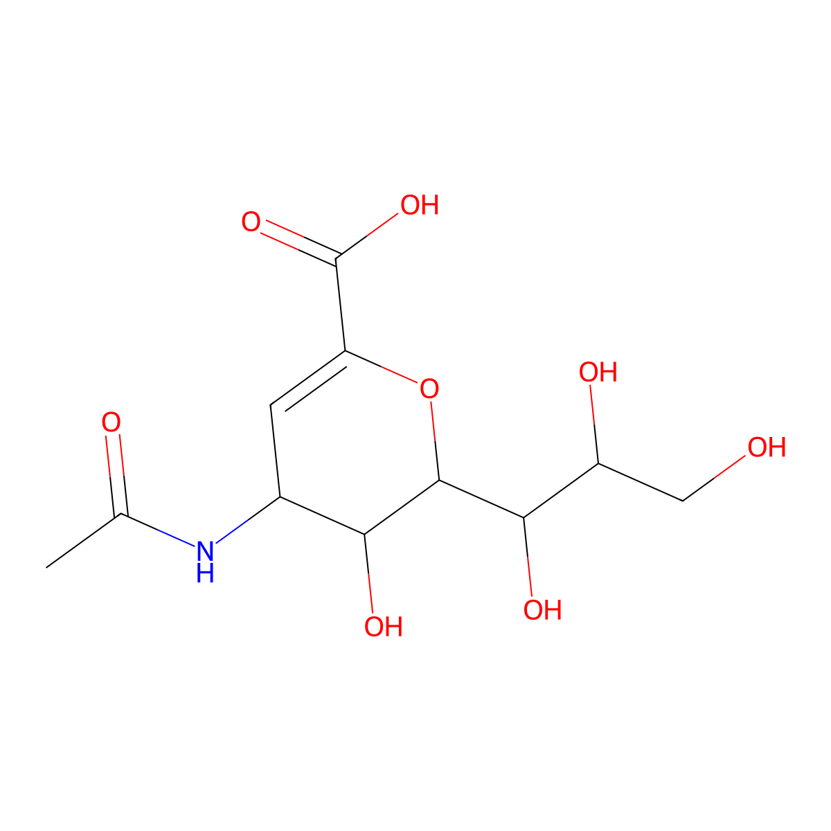 4-Acetylamino-Kdn2en, iso-Neu4Ac2en molecular structure, CAS 263155-11-9