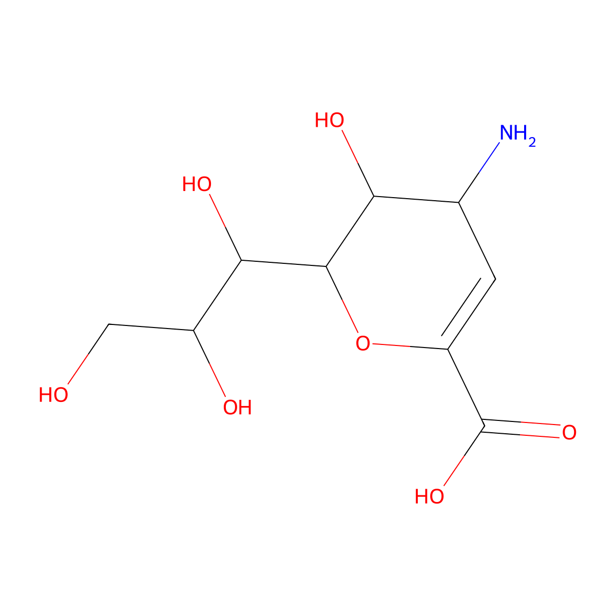 4-Amino-2,6-anhydro-3,4-dideoxy-D-glycero-D-galacto-non-2-enoic Acid molecular structure, CAS 263155-12-0