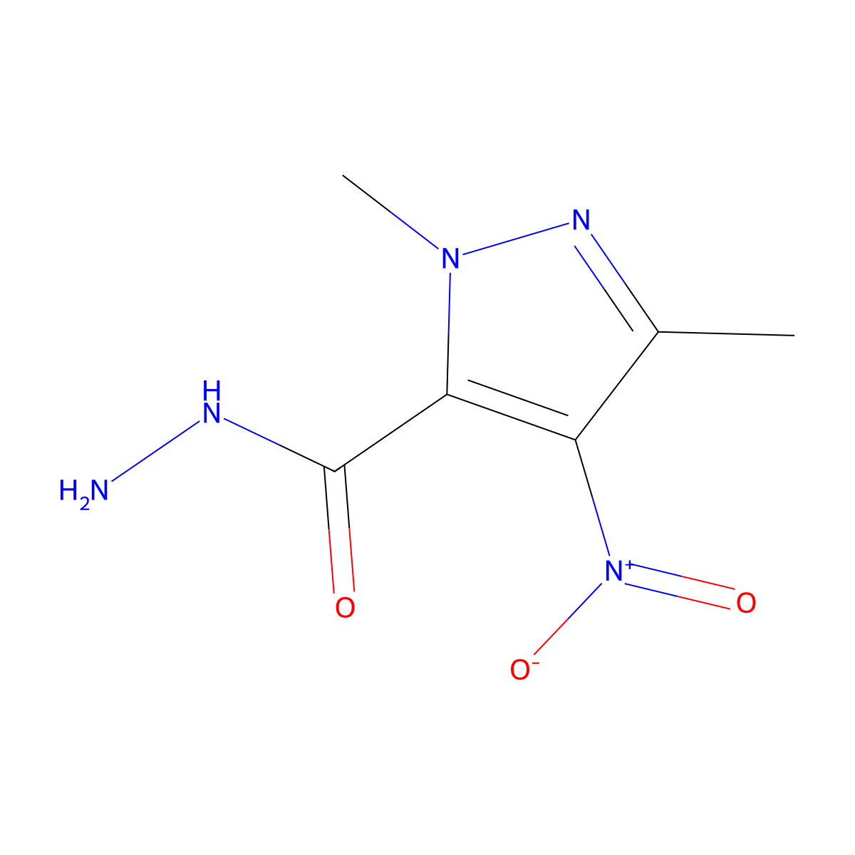 1,3-dimethyl-4-nitro-1H-pyrazole-5-carbohydrazide molecular structure, CAS 263156-79-2