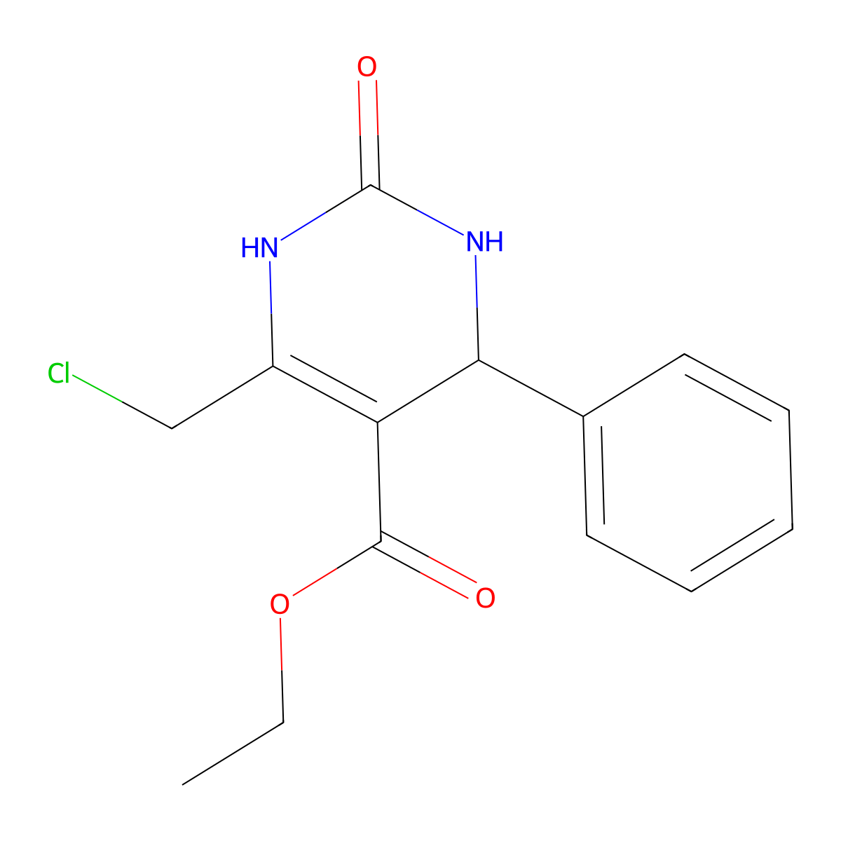 Ethyl 6-(chloromethyl)-2-oxo-4-phenyl-1,2,3,4-tetrahydropyrimidine-5-carboxylate molecular structure, CAS 263157-08-0