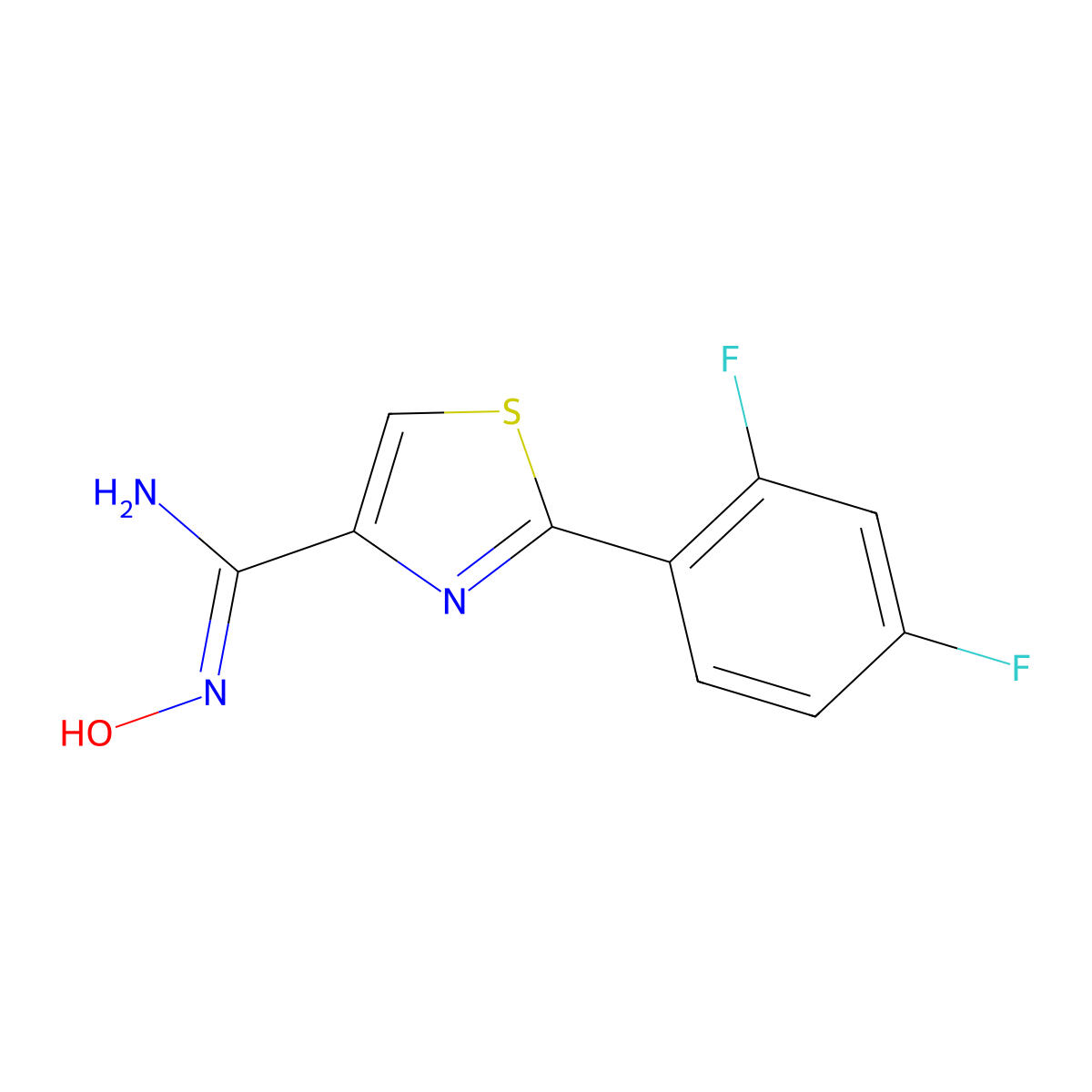 2-(2,4-difluorophenyl)-N'-hydroxy-1,3-thiazole-4-carboximidamide molecular structure, CAS 263160-25-4