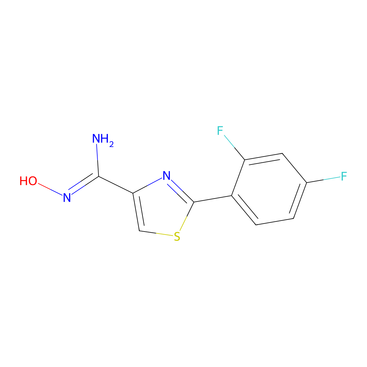 2-(2,4-difluorophenyl)-N'-hydroxy-1,3-thiazole-4-carboximidamide molecular structure, CAS 263160-25-4