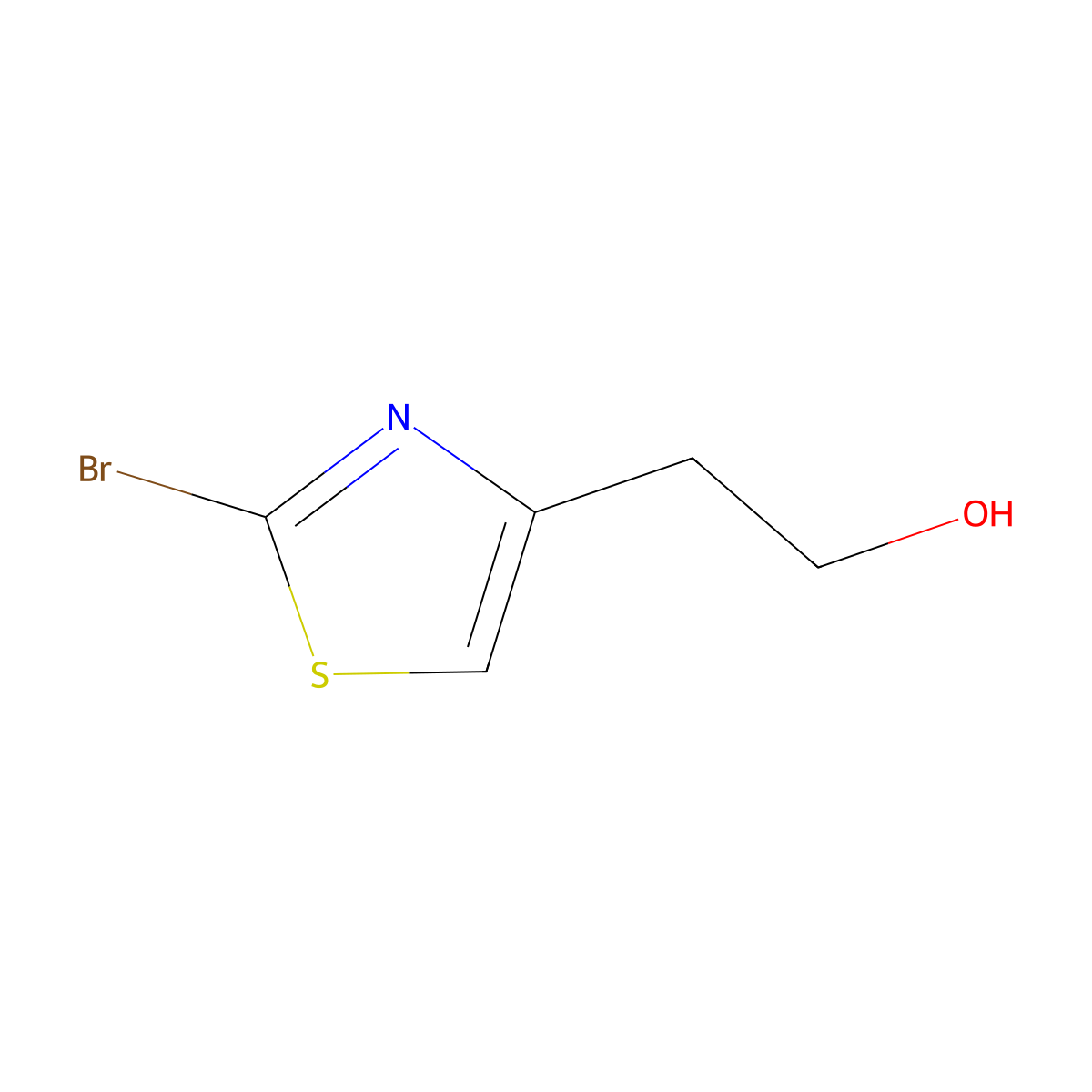 2-(2-Bromo-1,3-thiazol-4-yl)ethan-1-ol molecular structure, CAS 263169-24-0