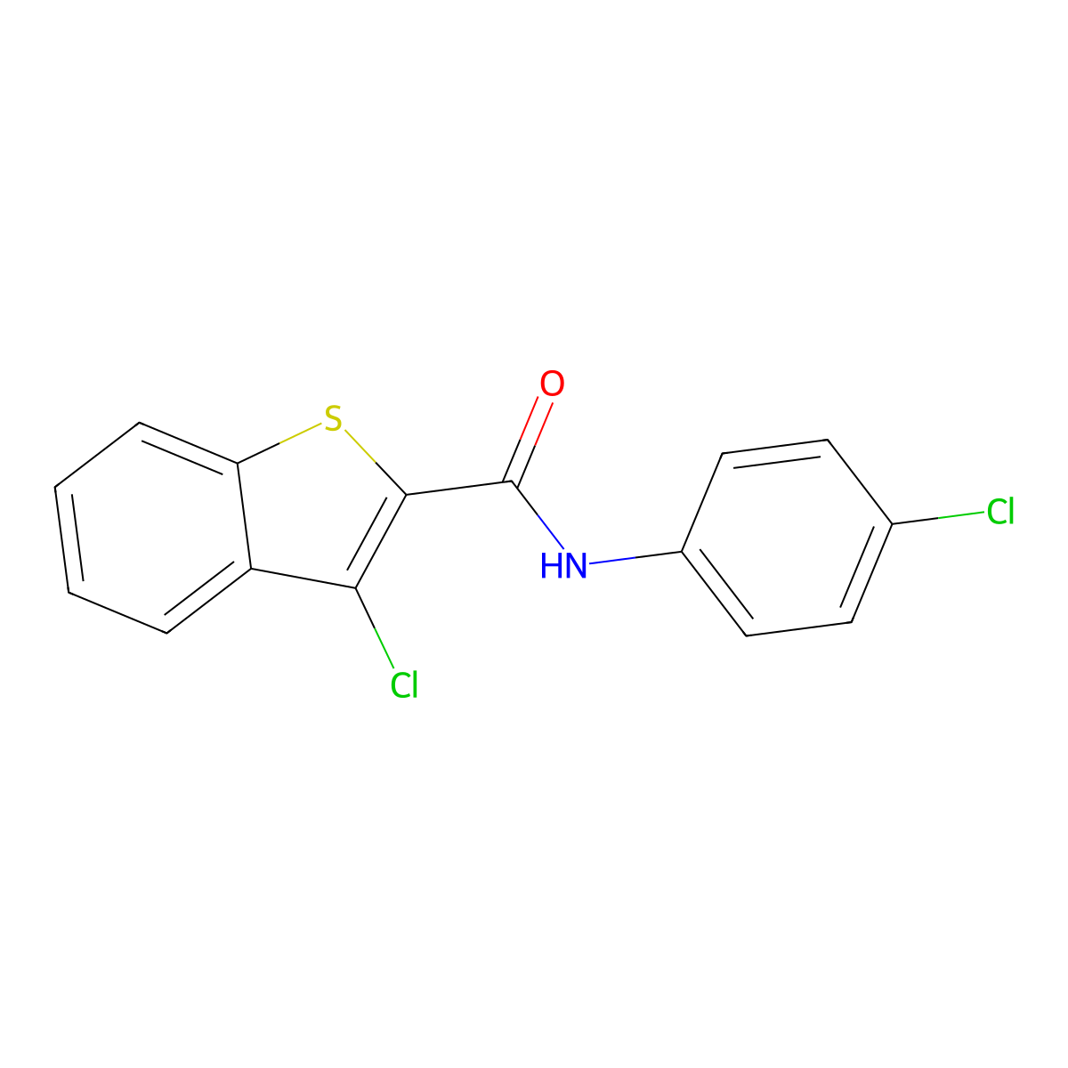 3-chloro-N-(4-chlorophenyl)-1-benzothiophene-2-carboxamide molecular structure, CAS 263172-39-0