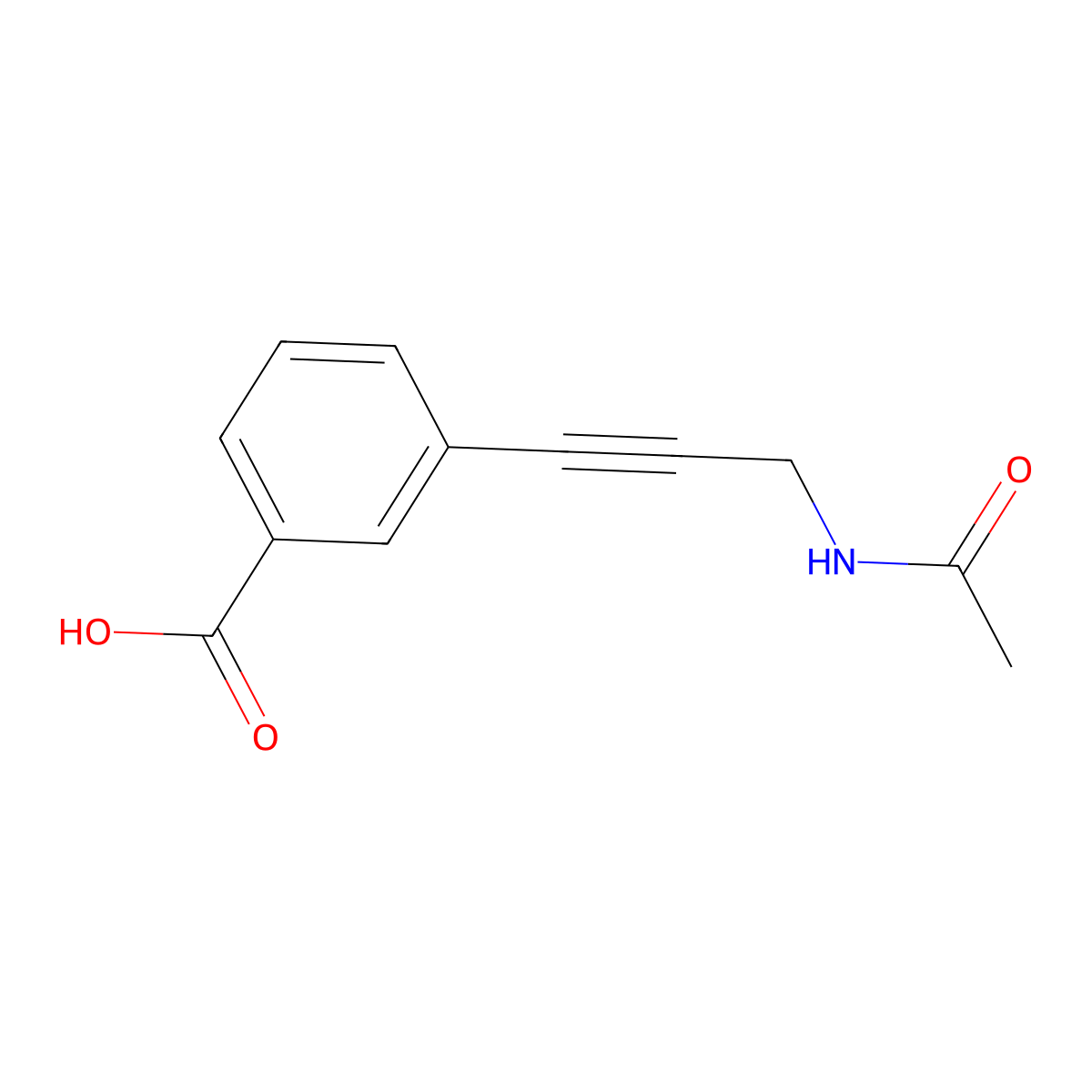 3-(3-Acetamidoprop-1-yn-1-yl)benzoic acid molecular structure, CAS 2631725-43-2