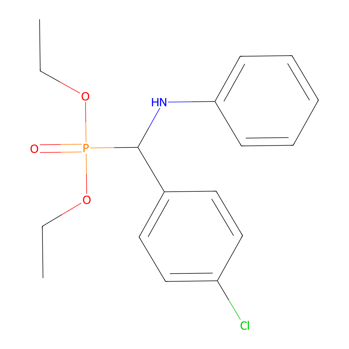 Diethyl [(4-chlorophenyl)(phenylamino)methyl]phosphonate molecular structure, CAS 26321-54-0