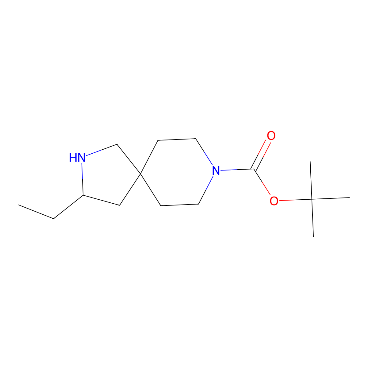 (S)-tert-Butyl 3-ethyl-2,8-diazaspiro[4.5]decane-8-carboxylate molecular structure, CAS 2632308-46-2