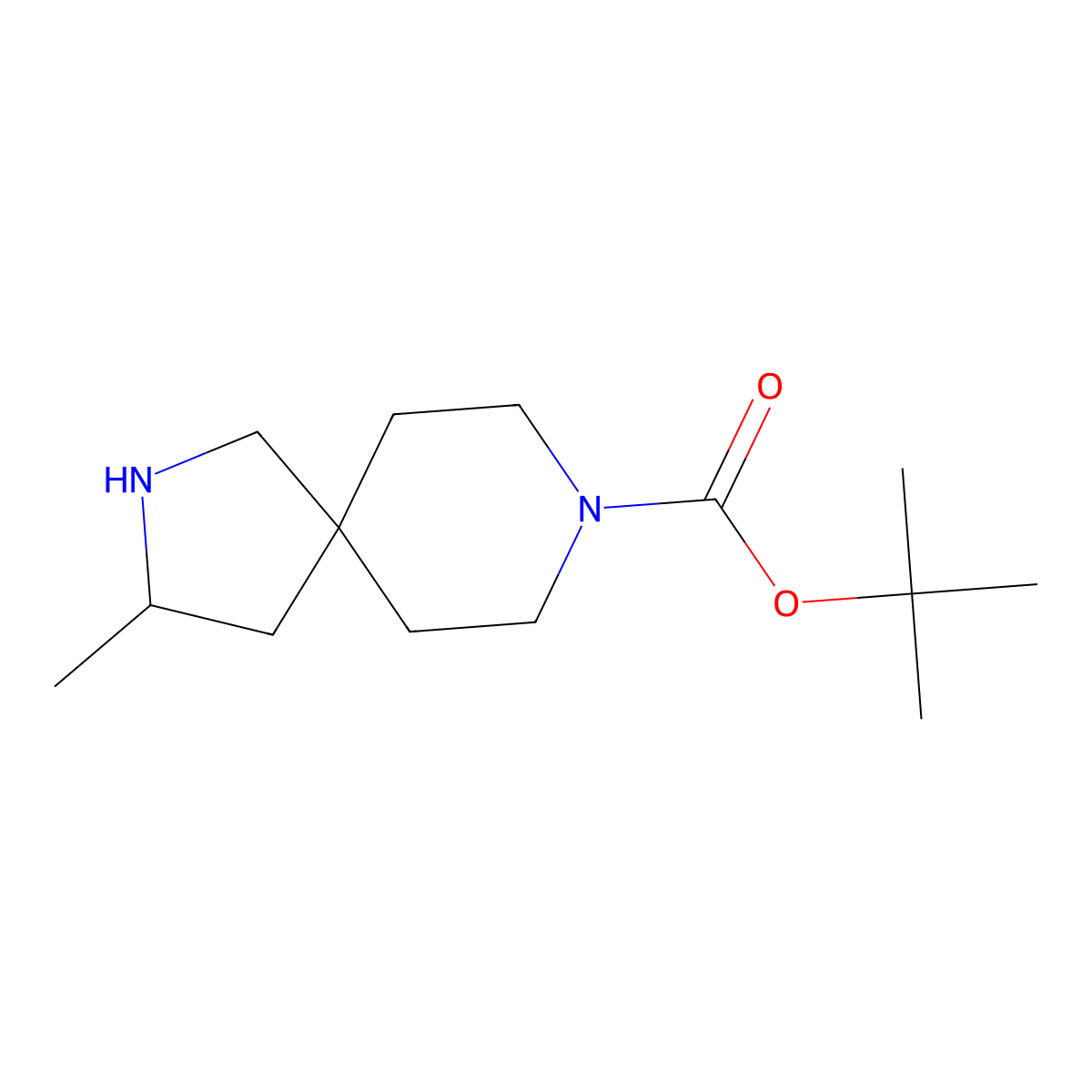 tert-Butyl (S)-3-methyl-2,8-diazaspiro[4.5]decane-8-carboxylate molecular structure, CAS 2632308-99-5