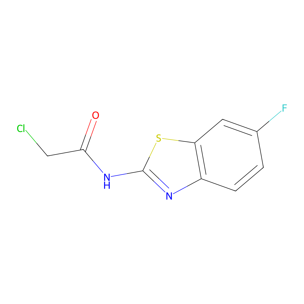 2-Chloro-N-(6-fluoro-1,3-benzothiazol-2-yl)acetamide molecular structure, CAS 263239-23-2