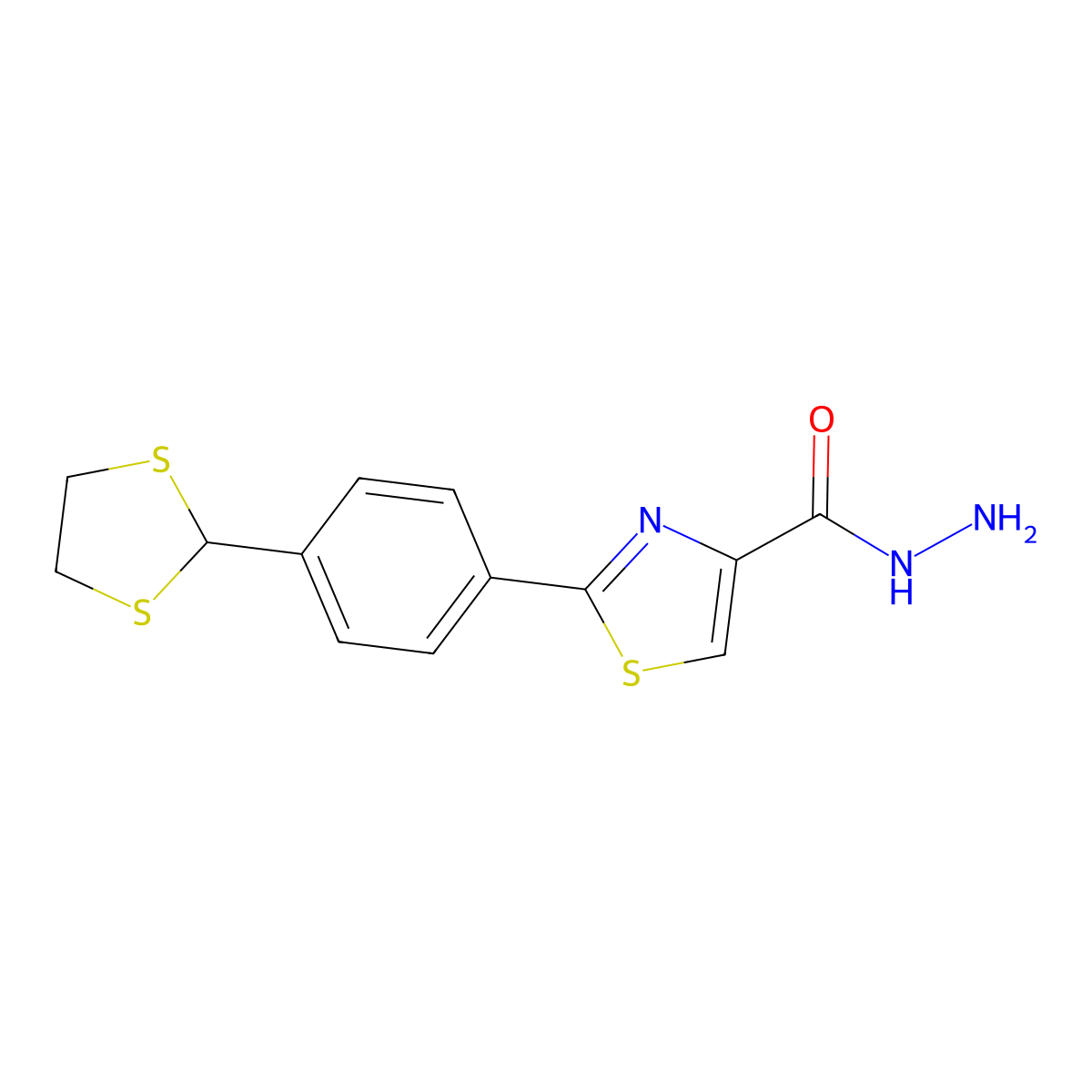 2-[4-(1,3-Dithiolan-2-yl)phenyl]-1,3-thiazole-4-carbohydrazide molecular structure, CAS 263252-33-1