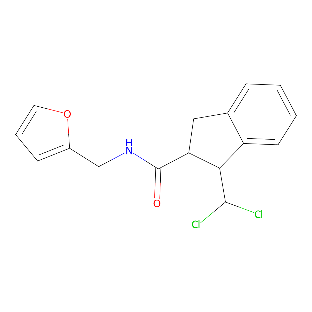1-(dichloromethyl)-N-(furan-2-ylmethyl)-2,3-dihydro-1H-indene-2-carboxamide molecular structure, CAS 263256-07-1