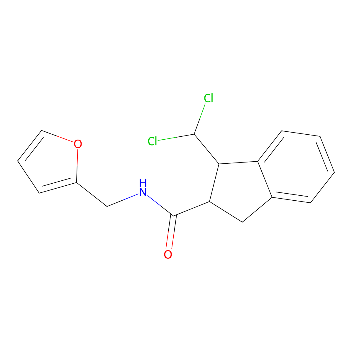 1-(dichloromethyl)-N-(furan-2-ylmethyl)-2,3-dihydro-1H-indene-2-carboxamide molecular structure, CAS 263256-07-1