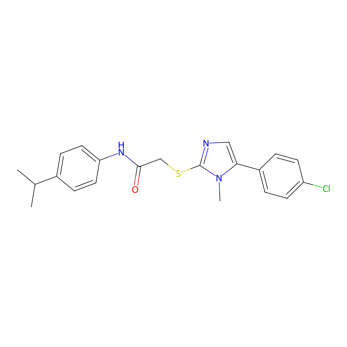 2-[5-(4-chlorophenyl)-1-methylimidazol-2-yl]sulfanyl-N-(4-propan-2-ylphenyl)acetamide molecular structure, CAS 263267-25-0
