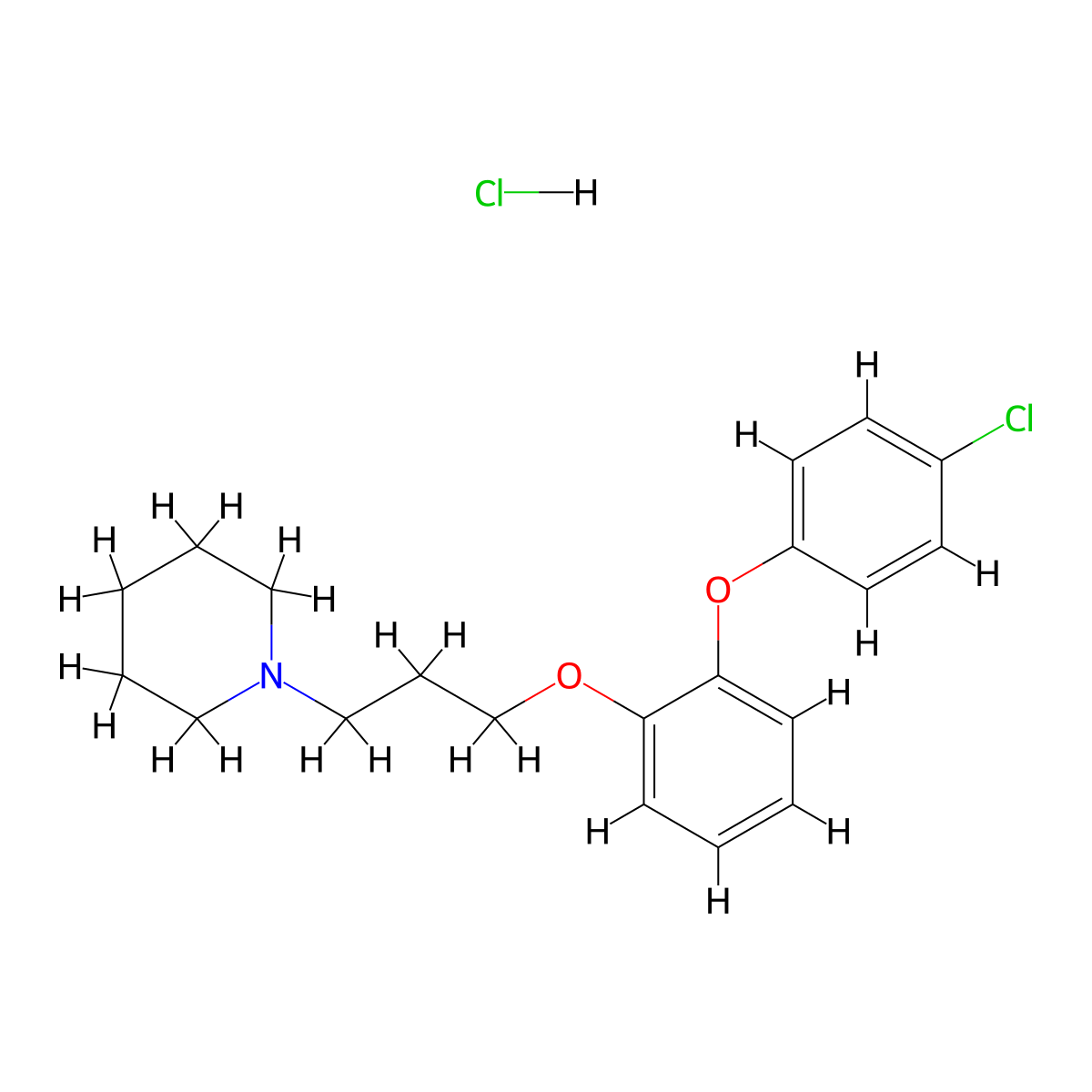 Piperidine, 1-(3-(o-(p-chlorophenoxy)phenoxy)propyl)-, hydrochloride molecular structure, CAS 26327-83-3