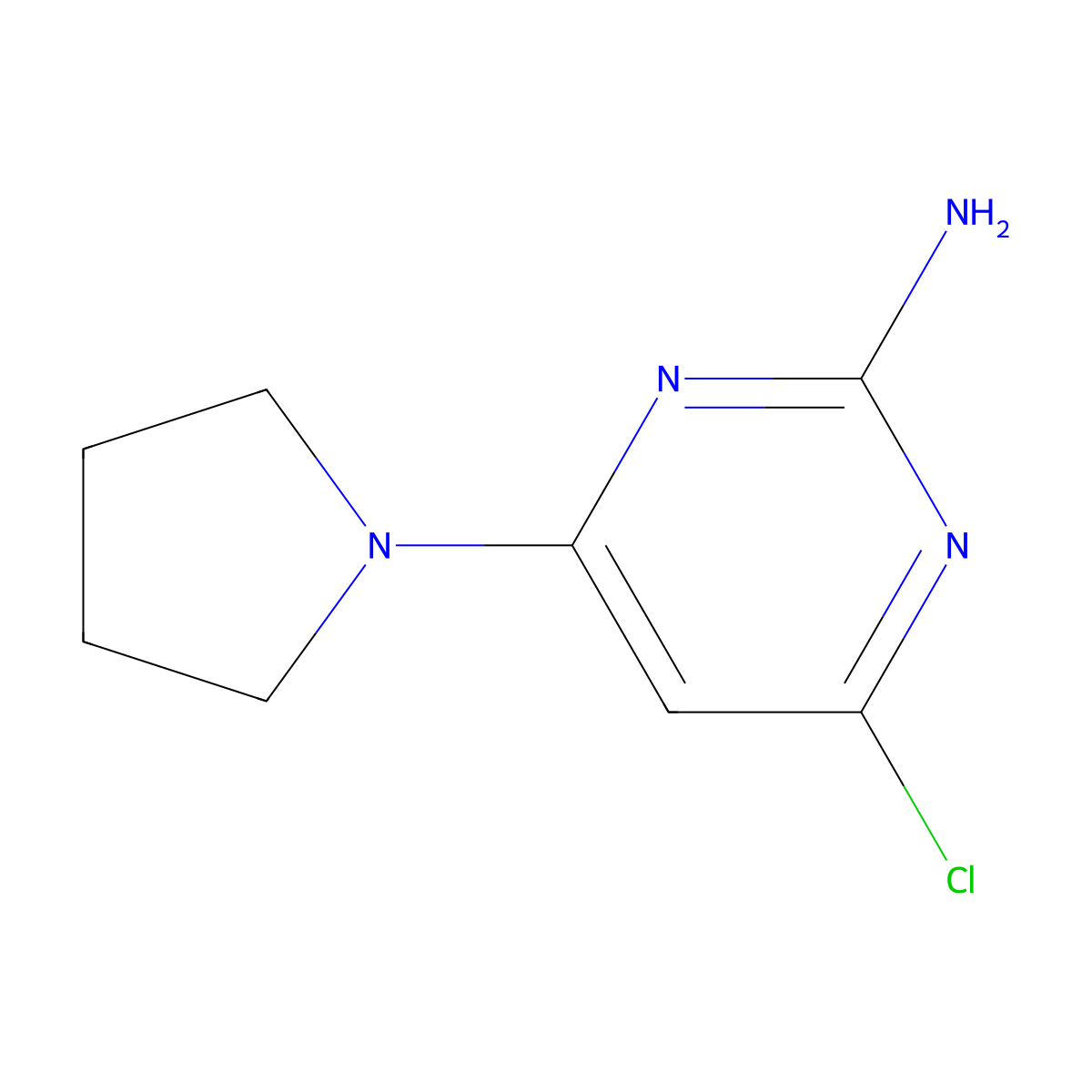 4-Chloro-6-(pyrrolidin-1-yl)pyrimidin-2-amine molecular structure, CAS 263276-45-5