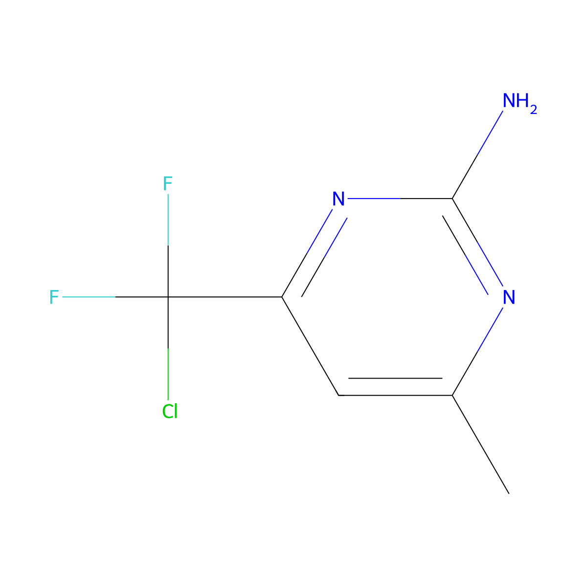 4-(Chlorodifluoromethyl)-6-methylpyrimidin-2-amine molecular structure, CAS 263276-46-6