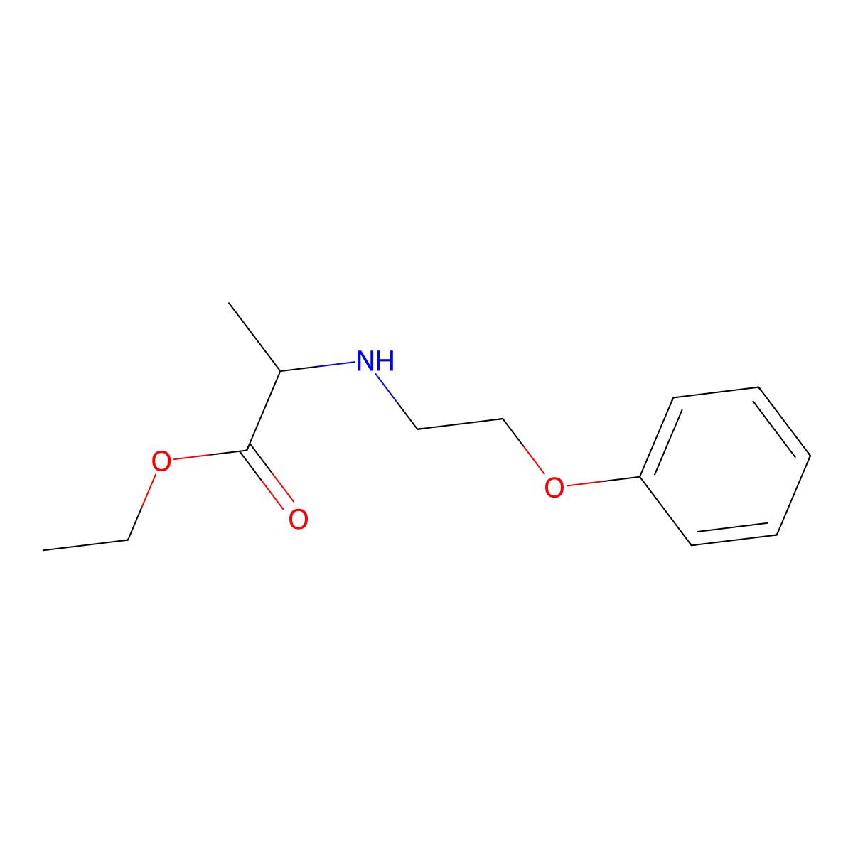 Ethyl 2-[(2-phenoxyethyl)amino]propanoate molecular structure, CAS 2633027-50-4