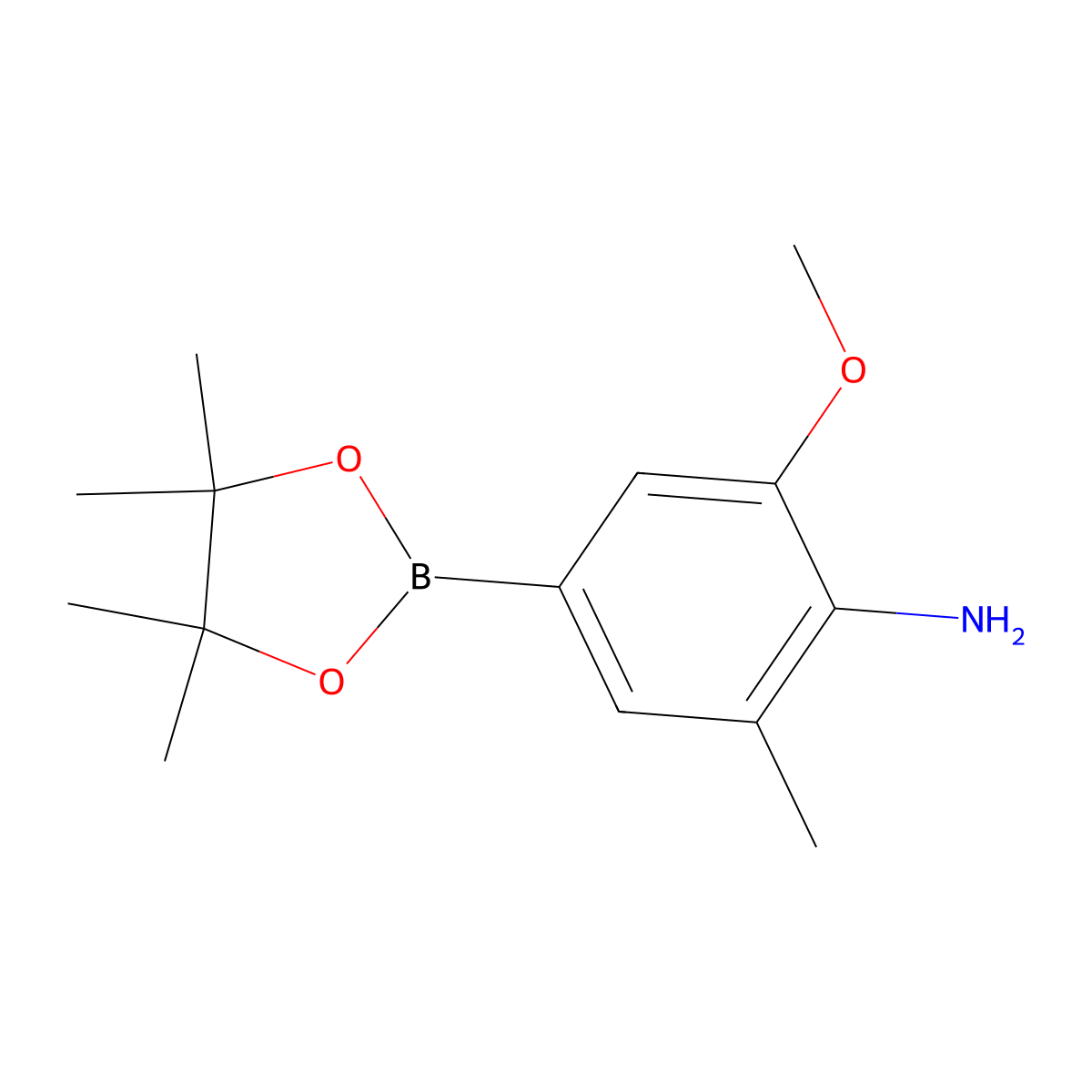 2-Methoxy-6-methyl-4-(4,4,5,5-tetramethyl-1,3,2-dioxaborolan-2-YL)aniline molecular structure, CAS 2633034-61-2